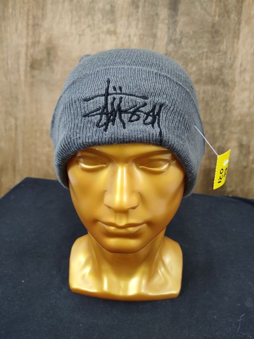 Stussy Stussy distressed hat beanie knit grey vintage #021DLL Size ONE SIZE - 5 Thumbnail