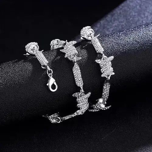 Jewelry Bling Crystal Barbed Wire Link Choker Necklace Size ONE SIZE - 3 Thumbnail