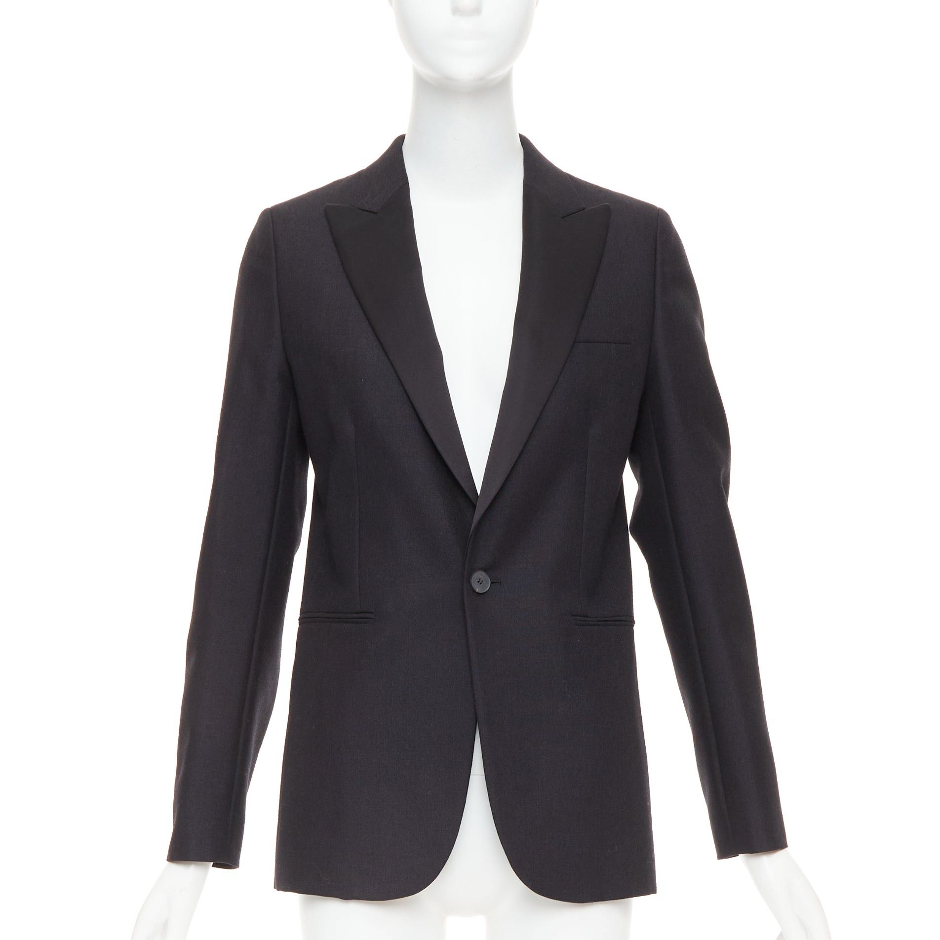 Dior CHRISTIAN DIOR black wool mohair boxy peak collar tux jacket FR36 Size S / US 4 / IT 40 - 1 Thumbnail