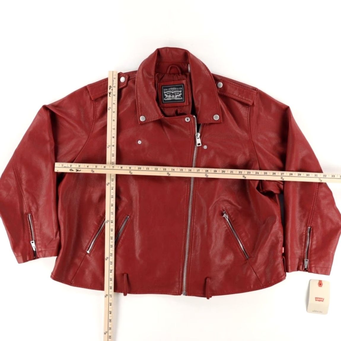 Vintage Levis Faux Leather Biker Jacket Maroon Women's 4X Shirt Size XXL / US 16-18 / IT 52-54 - 3 Thumbnail