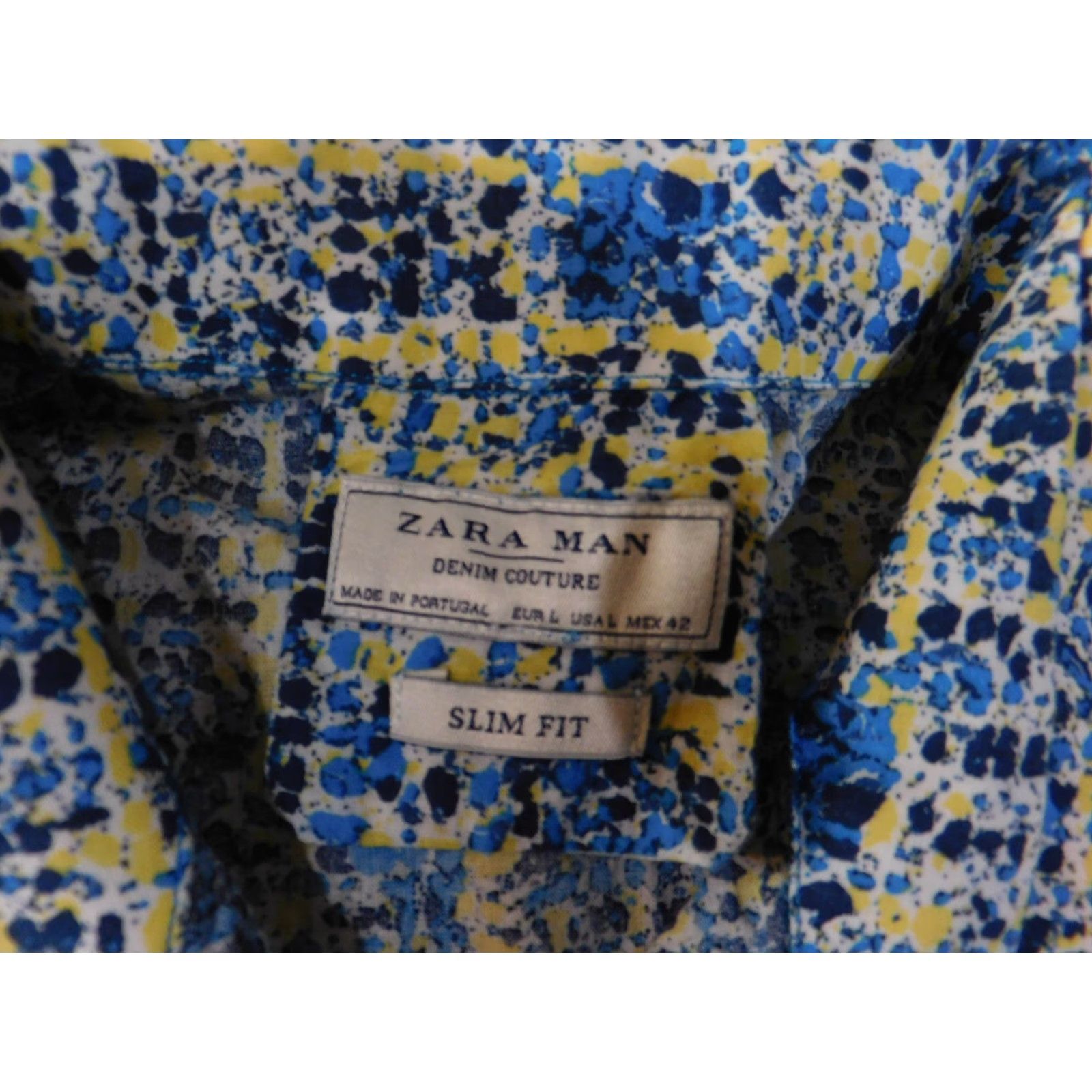 Zara Zara Shirt Mens Large Blue Yellow Floral Slim Fit Casual Button Front Size US L / EU 52-54 / 3 - 4 Thumbnail