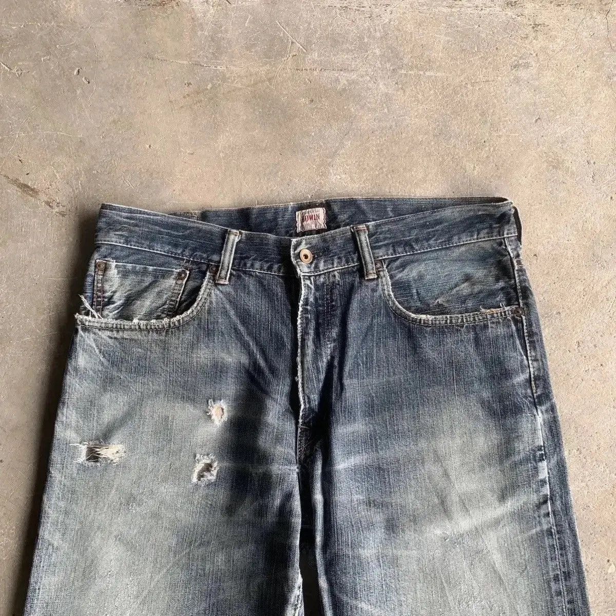Vintage THRASHED‼️Vintage Edwin 505 Jeans Distressed Denim Pants Size US 36 / EU 52 - 3 Thumbnail