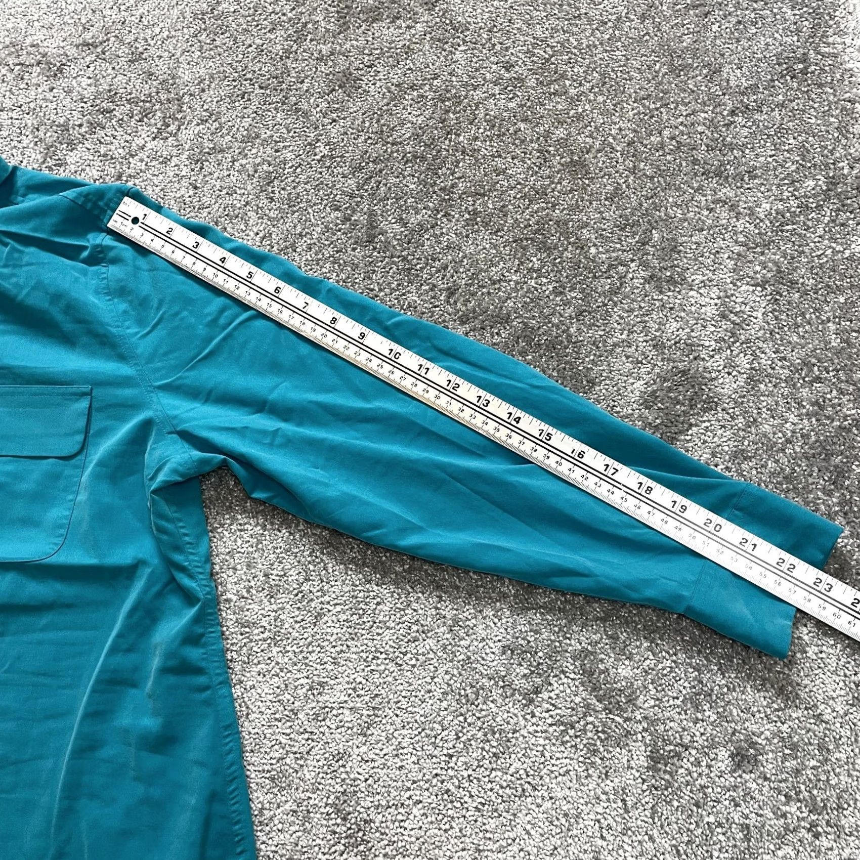 Vintage Chico's Button Up Blouse Shirt Womens 12 Teal Blue Casual Sleeve Collared Knit Modal Polyester Spandex Stars Pockets Vintage No Size XL / US 12-14 / IT 48-50 - 5 Thumbnail