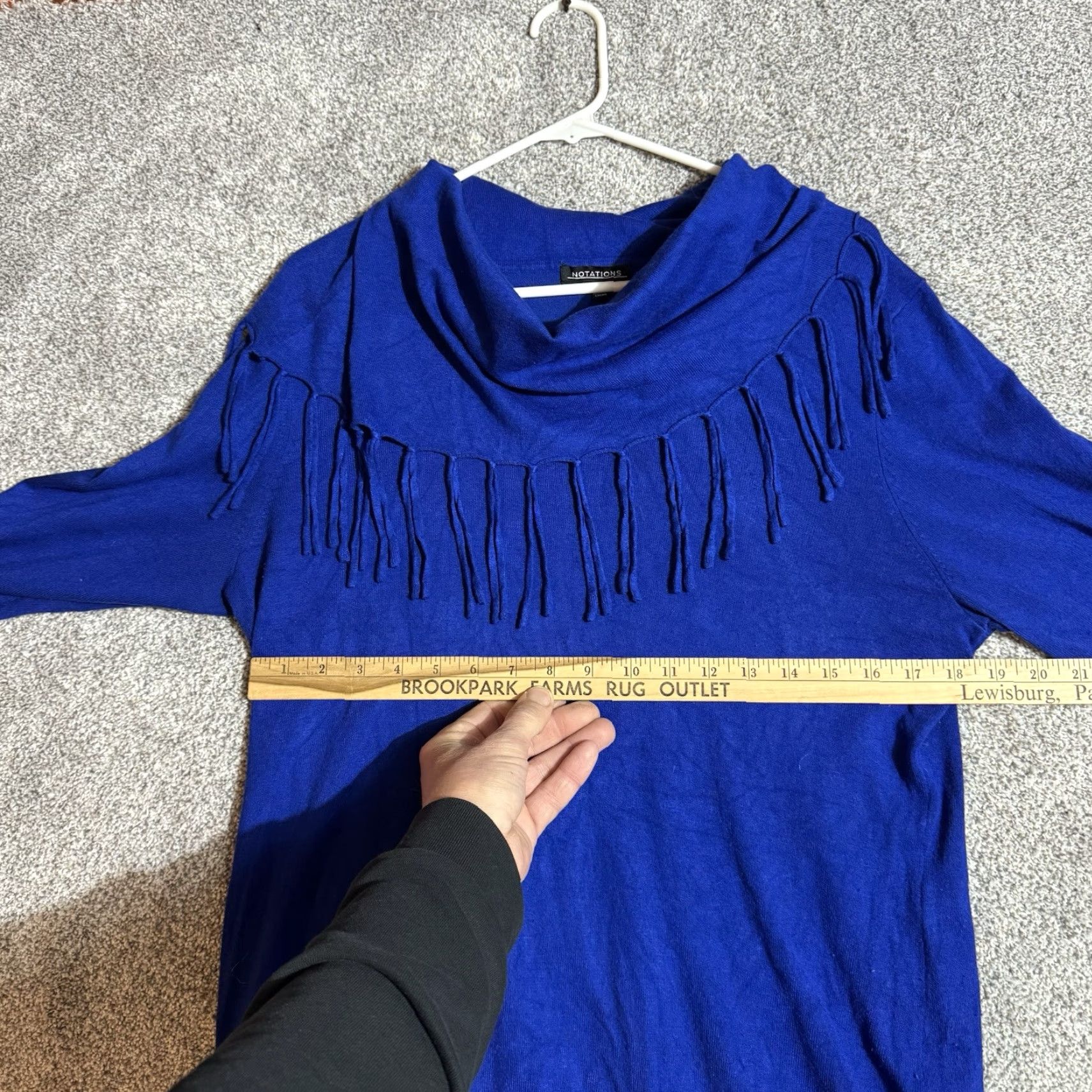 Vintage Notations Sweater Womens Large Fringe Cowl Neck Boho Western Lagenlook Y2K Look Size L / US 10 / IT 46 - 4 Thumbnail