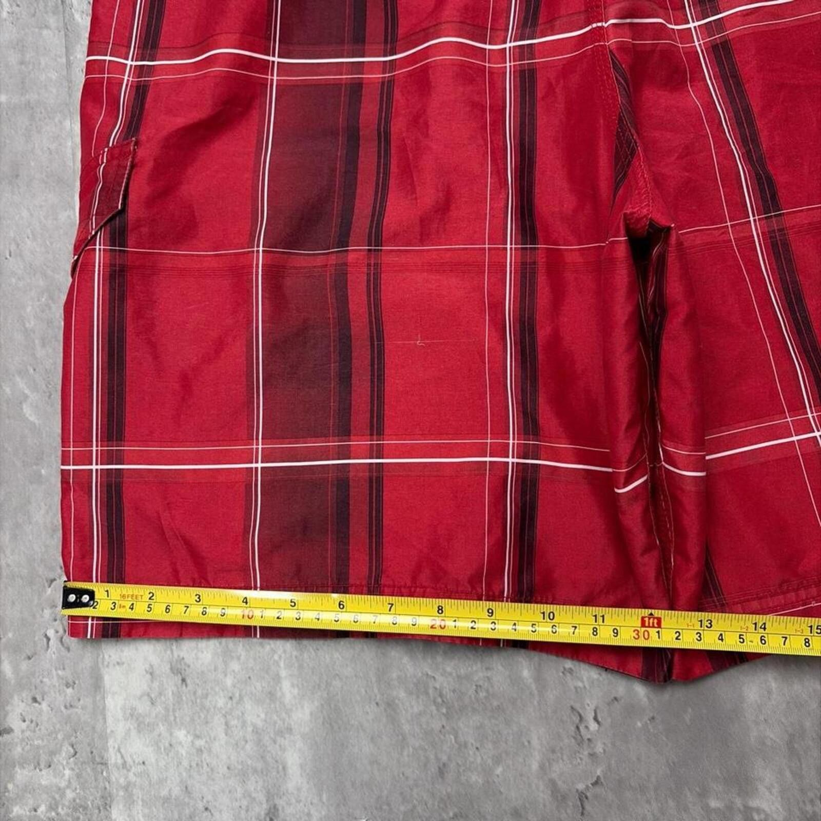 Speedo Vintage Red Speedo Surf Grunge Baggy Plaid Board Shorts Size US 34 / EU 50 - 8 Thumbnail
