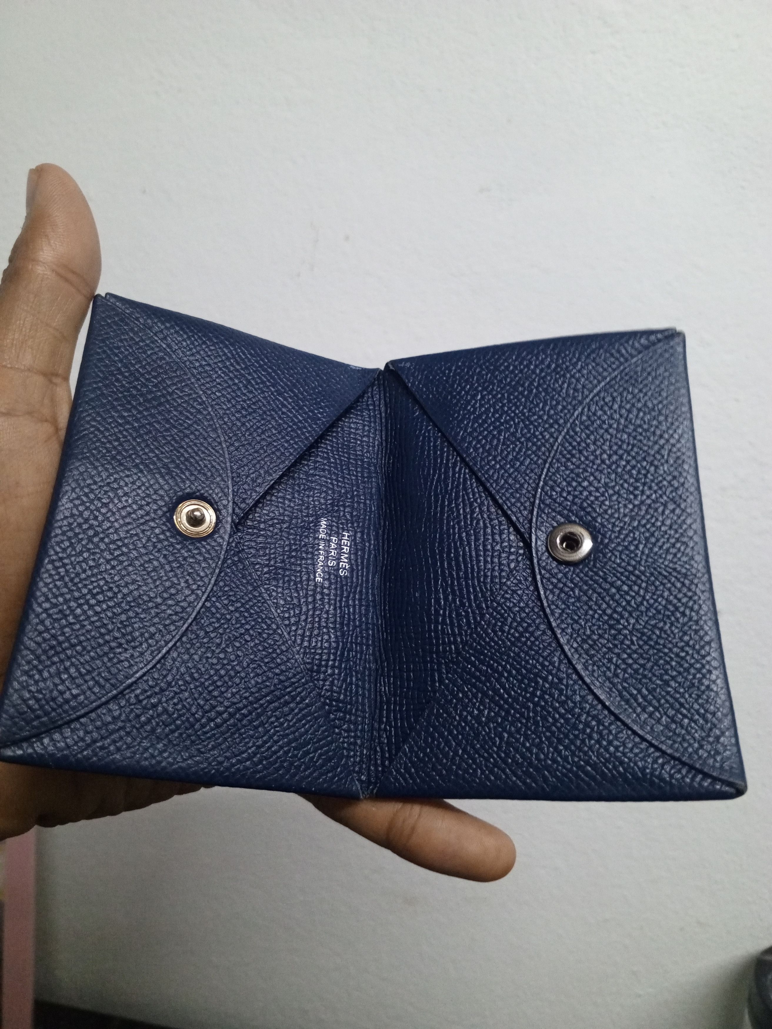 Hermes 🔥HERMES🔥CALVI LEATHER CARD WALLET NAVY BLUE Size ONE SIZE - 14 Thumbnail
