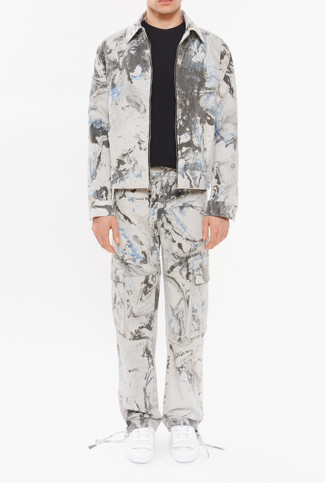 Nahmias Last Size Nahmias Zip White Marble Jacket Size US L / EU 52-54 / 3 - 4 Thumbnail