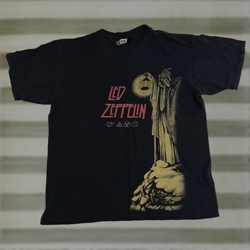 Anvil VINTAGE Led Zepplin 4 Hermit Printed T-Shirt Anvil Size M Black Cotton Short Sleeve Crew Neck Unisex Adults Rock&roll 2020s Mens Womens Size US M / EU 48-50 / 2 - 1 Thumbnail