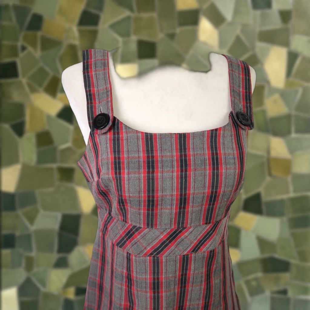 90s jumper dress 90s Grunge Tartan Plaid coverall maxi jumper Dress