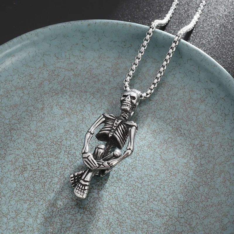 Other Creative Cross Legged Skull Pendant Necklace Size ONE SIZE - 3 Thumbnail