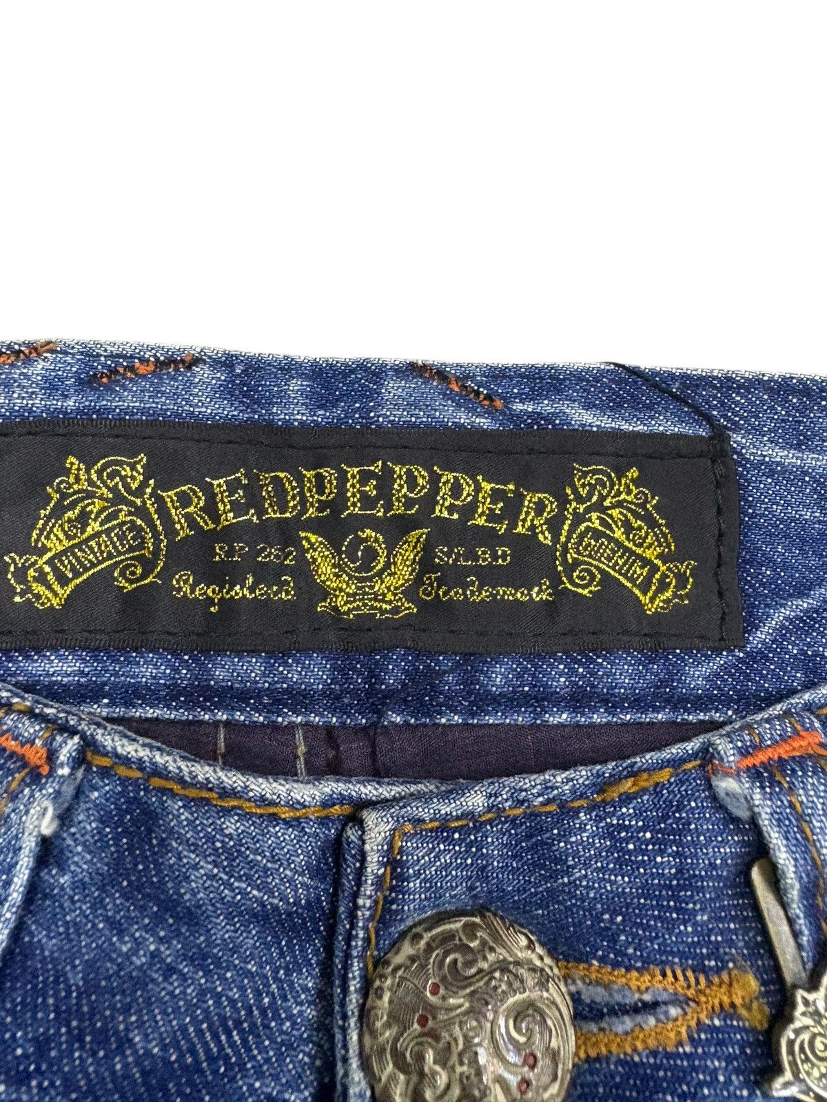 If Six Was Nine Vintage Red pepper flared embroidered fading jeans Size US 29 - 10 Thumbnail