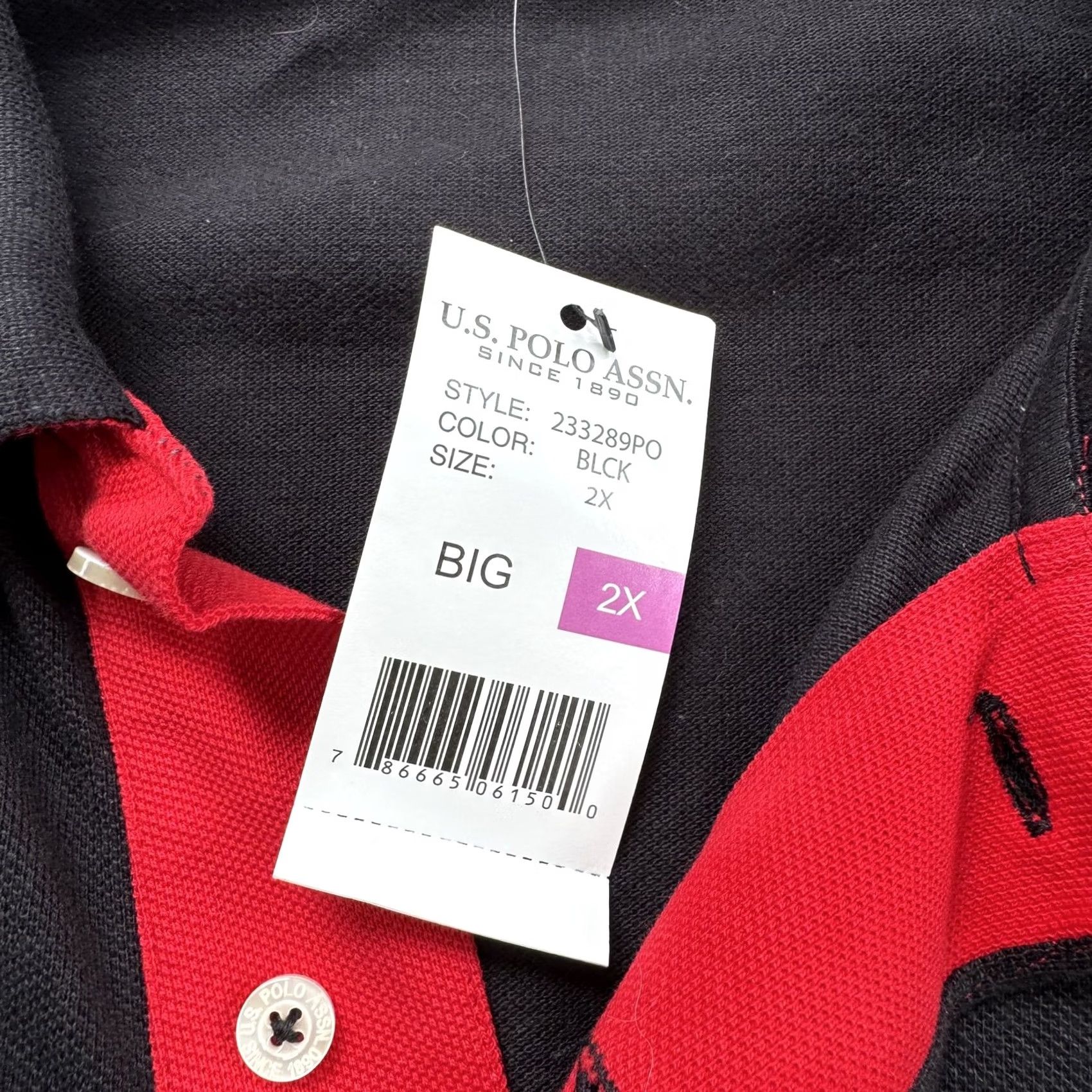 U.S. Polo Assn. US Polo Assn Polo Shirt Mens 2XL Black Red Slim Fit Embroidered Logo Cotton Big Size US XXL / EU 58 / 5 - 5 Thumbnail