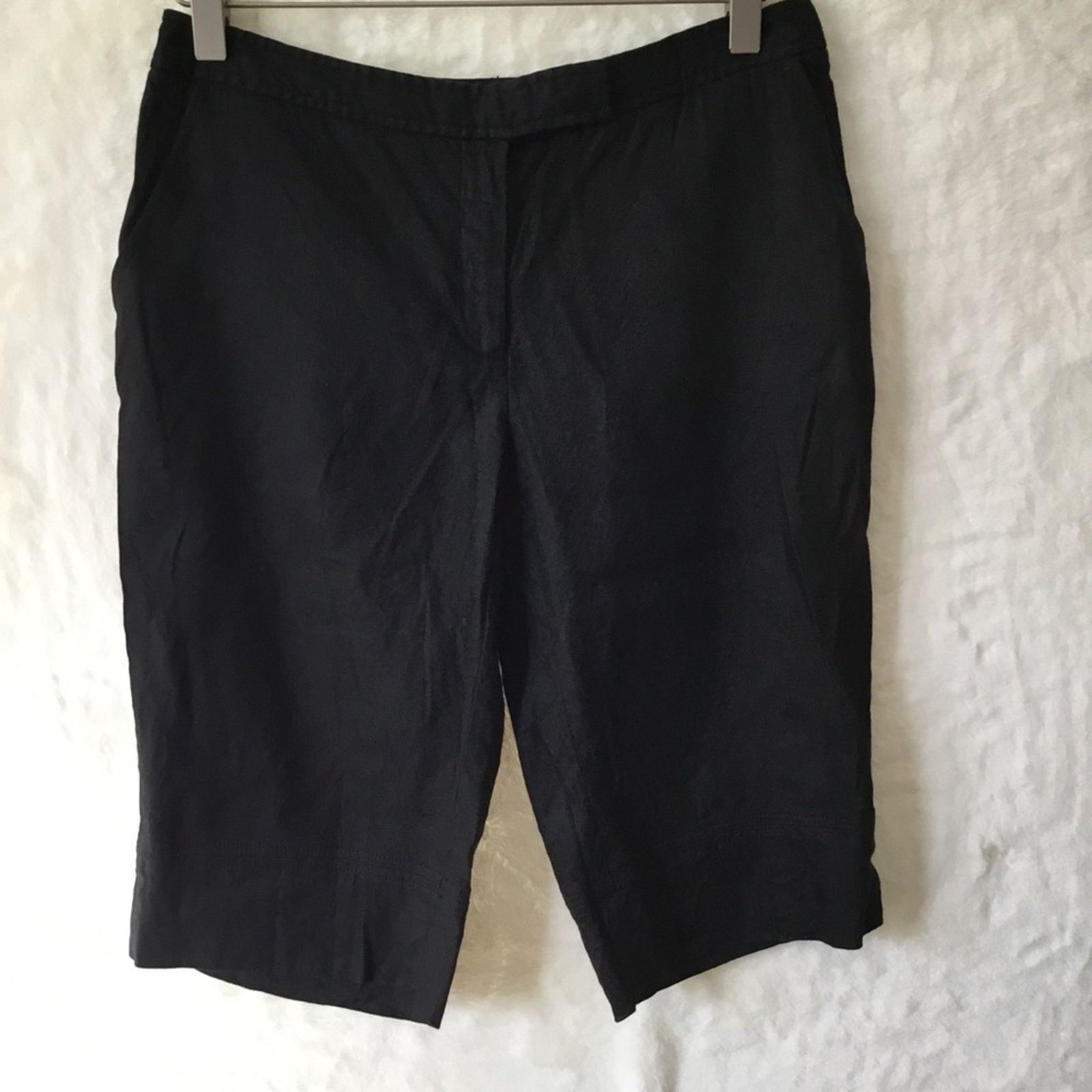 Other David Meister Black Bermuda Linen Shorts Size 26" / US 2 / IT 38 - 1 Thumbnail