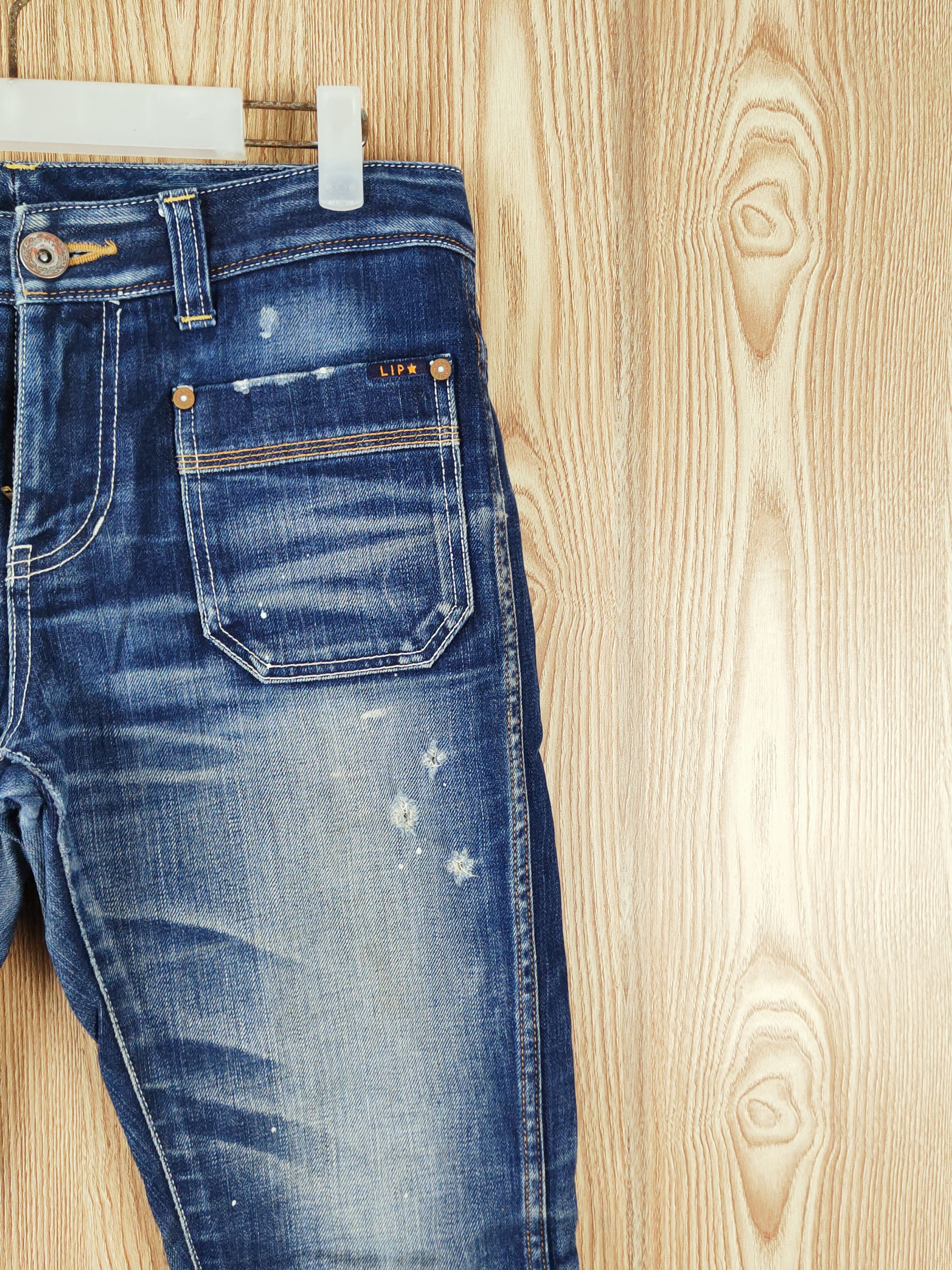 Japanese Brand Lip Star Dark Blue Distressed Ripped Jeans #W222 Size 31" - 6 Thumbnail