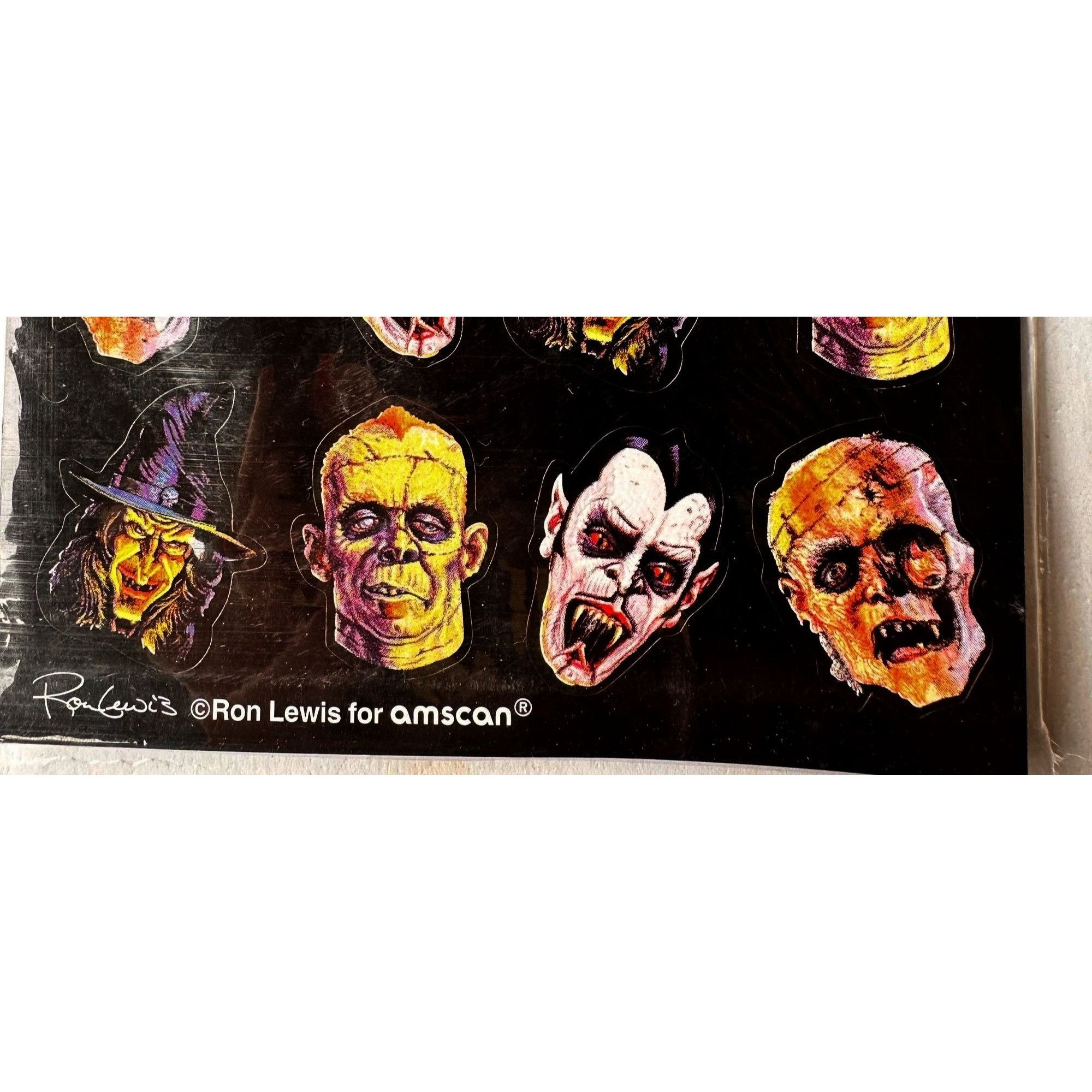 Vintage VTG Ron Lewis Amscan Stickers New 4 sheets Halloween Dracula Size ONE SIZE - 3 Thumbnail