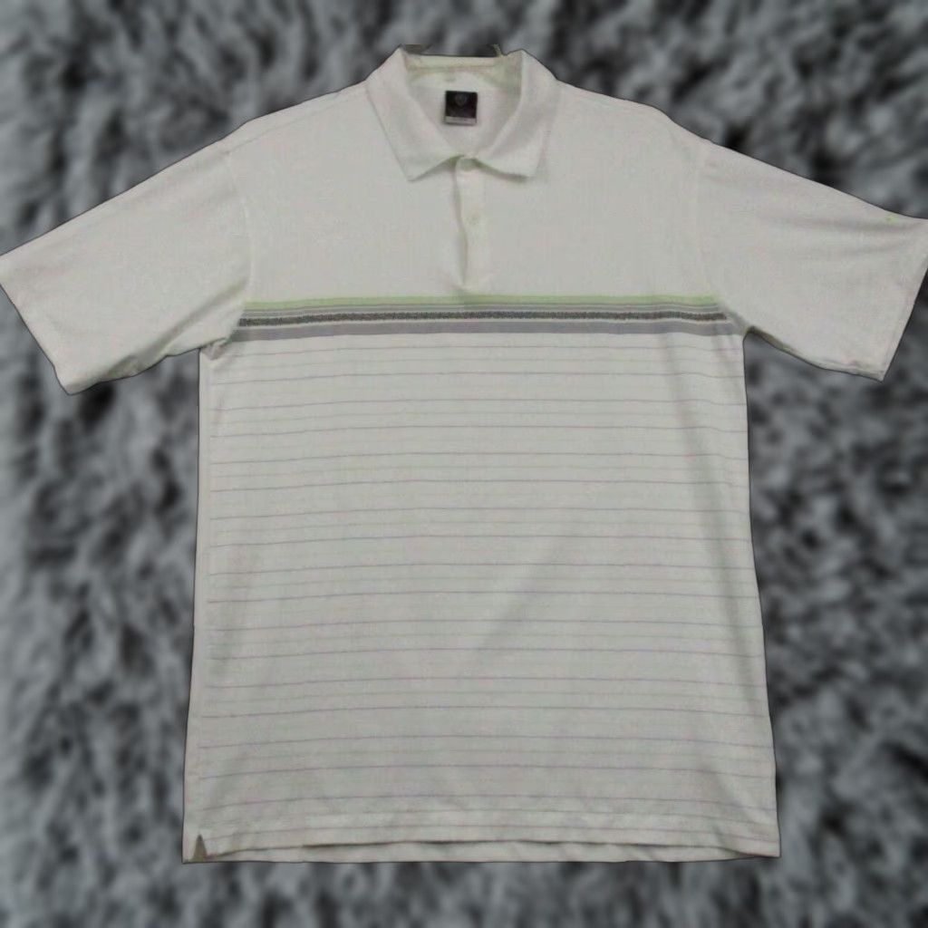 Nike Nike Golf Polo Shirt L Mens White Striped Embroidered Swoosh Stretch Polo Shirt Nike Dri-Fit Golf 90s? Size US L / EU 52-54 / 3 - 1 Thumbnail