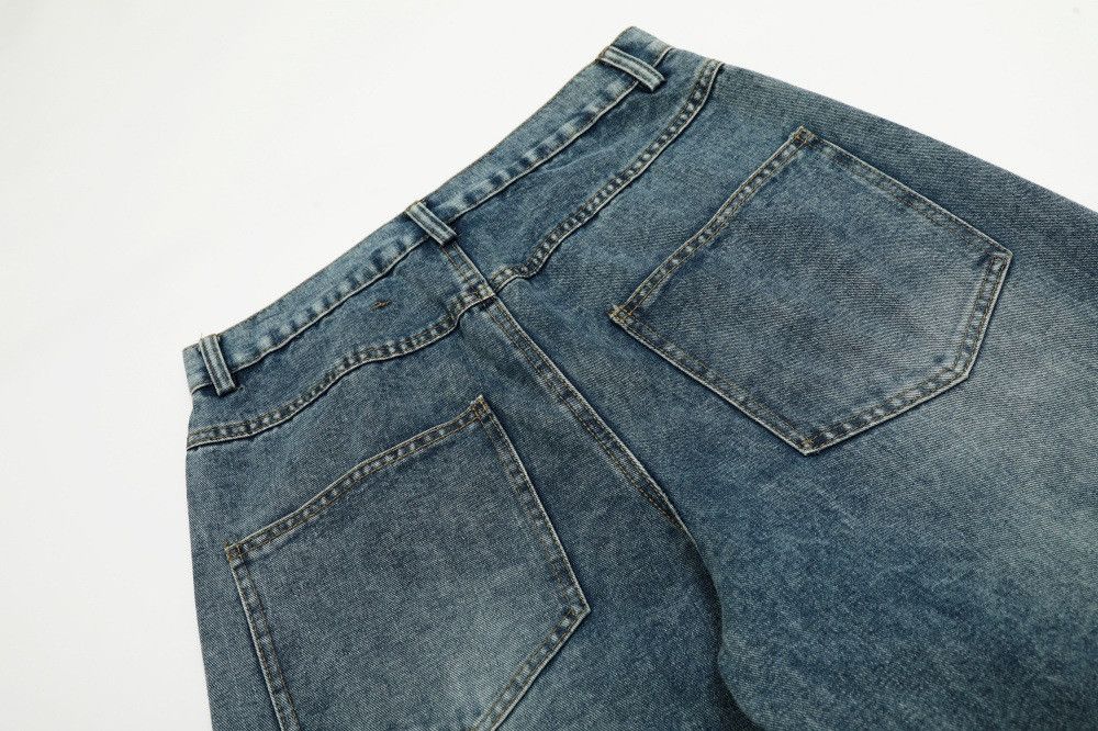 Jean Men's cartoon embroidered washed straight jeans Size US 32 / EU 48 - 6 Thumbnail