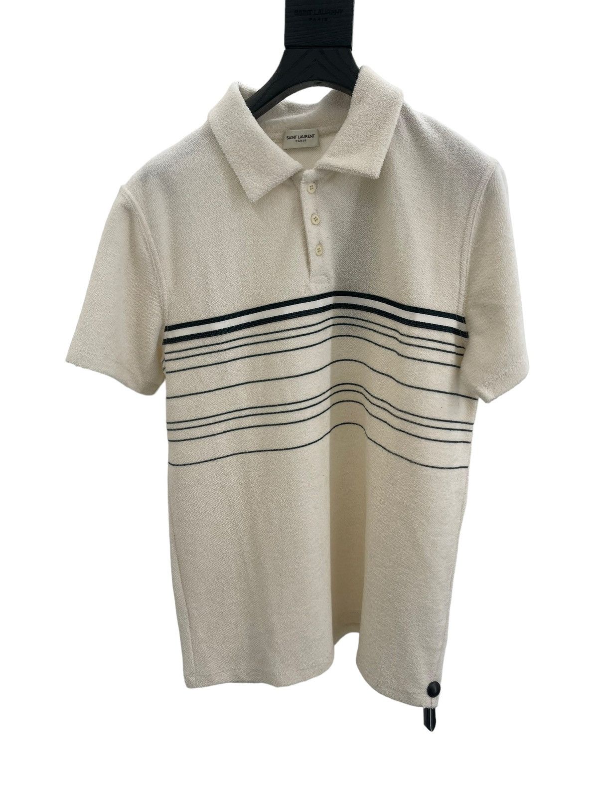 image of Saint Laurent Paris Saint Laurent Striped Polo Shirt In Cotton in White, Men's (Size 2XL)