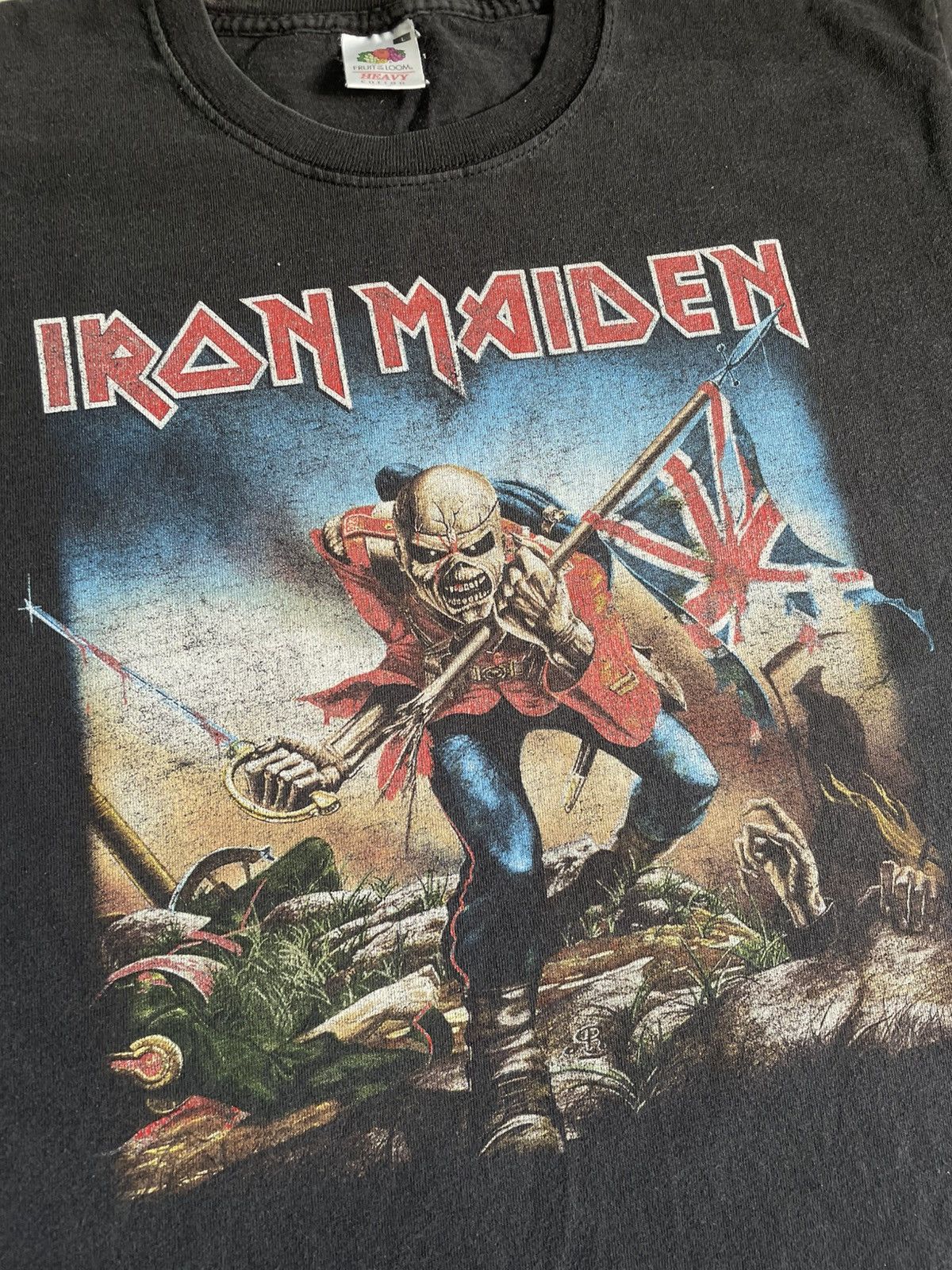 Band Tees × Iron Maiden × Vintage Vintage Iron Maiden The Trooper Faded Tee Distressed Punk Size US L / EU 52-54 / 3 - 4 Thumbnail