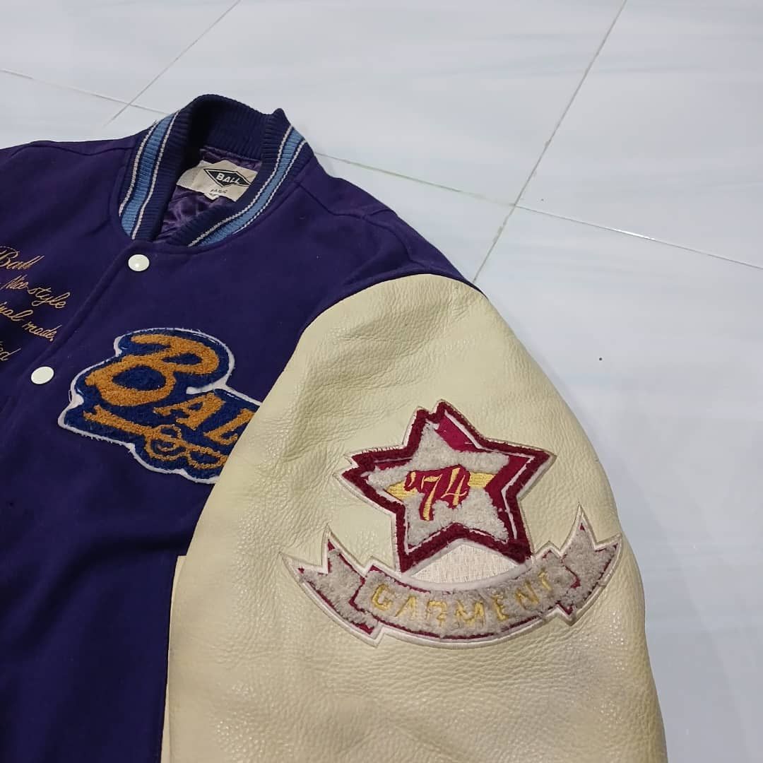 Leather 80s BALL Leather Sleeve Varsity Jacket Button Size US M / EU 48-50 / 2 - 5 Thumbnail