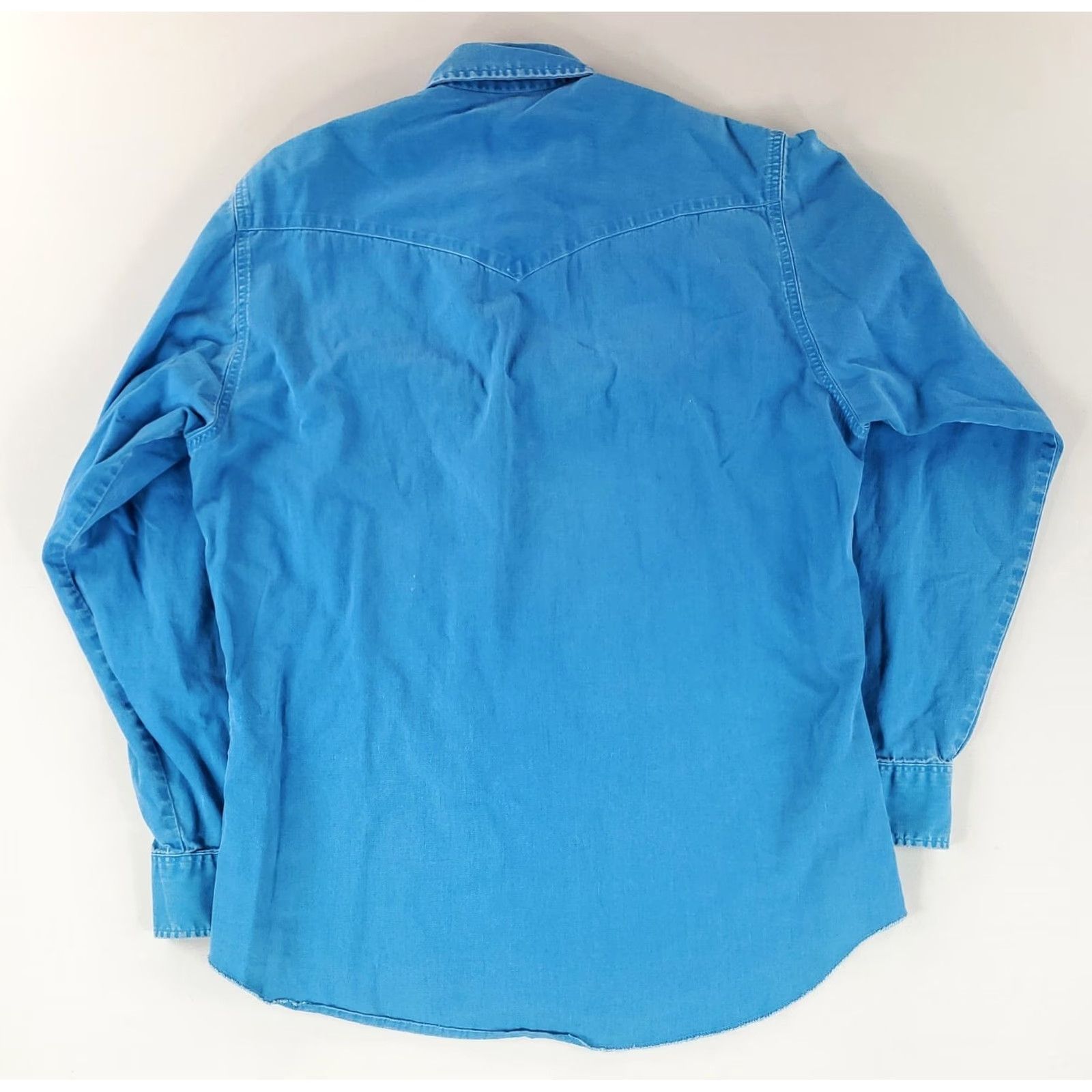 Wrangler Wrangler Shirt Button-Up Faded Sky Blue Twill Mens L Blue Long Sleeve 16-35 Size US L / EU 52-54 / 3 - 7 Thumbnail