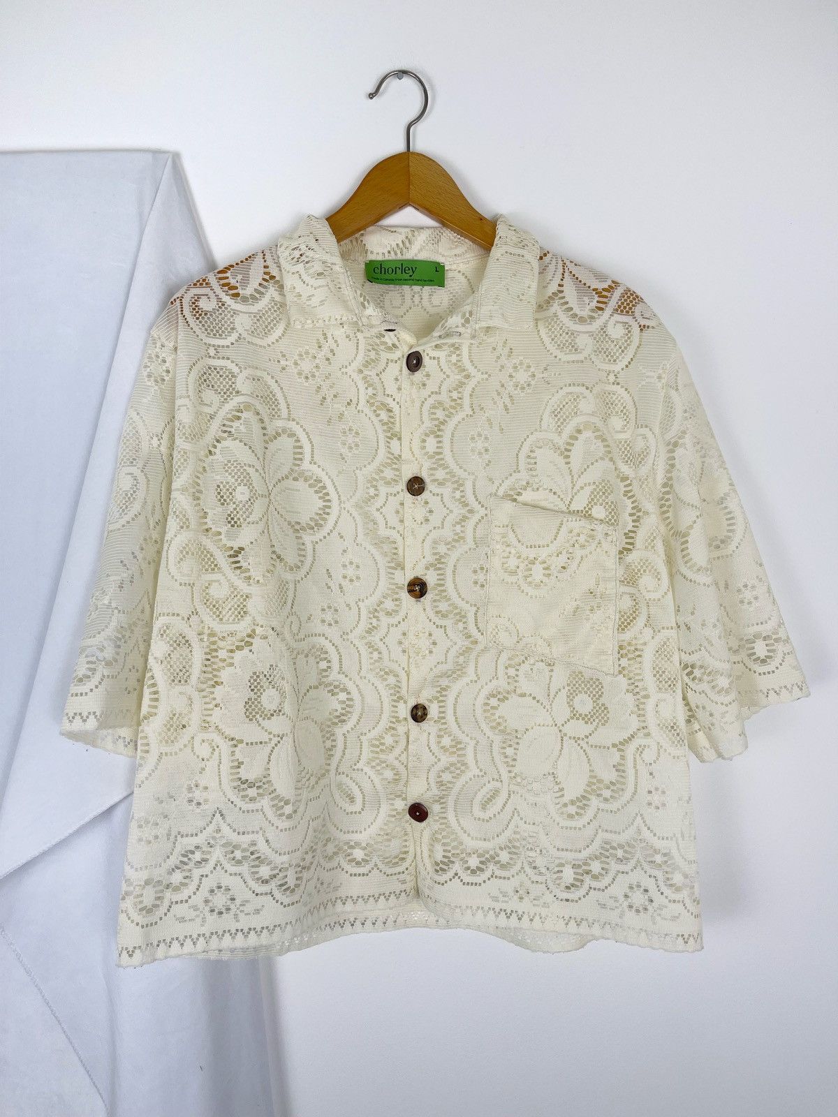 Chorley Chorley Handmade Floral Lace Button Up Short sleeve shirt Size US L / EU 52-54 / 3 - 1 Thumbnail
