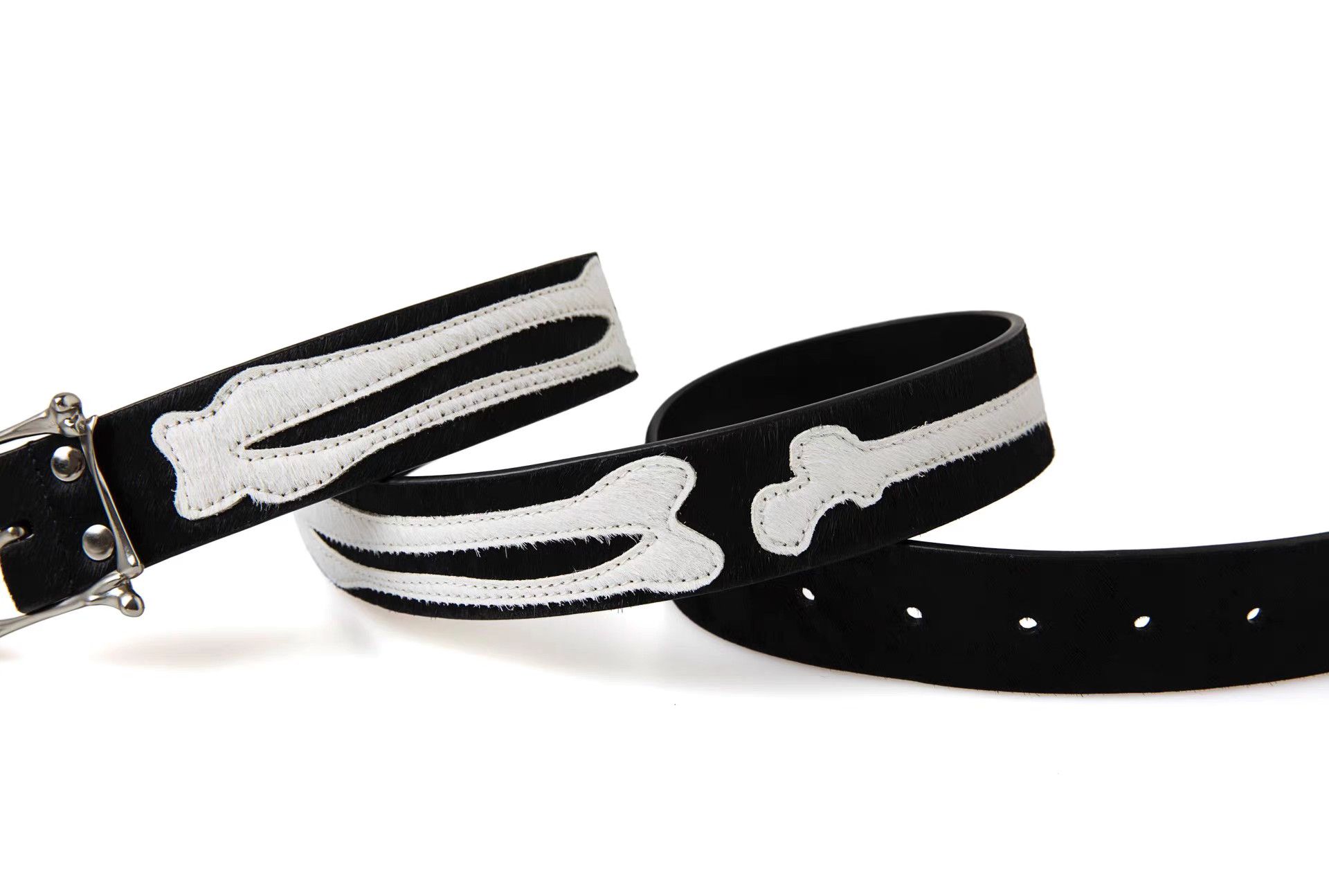 Nude Nude Clothing Full-Grain Leather Punk Bone Belt K20 Size ONE SIZE - 8 Thumbnail