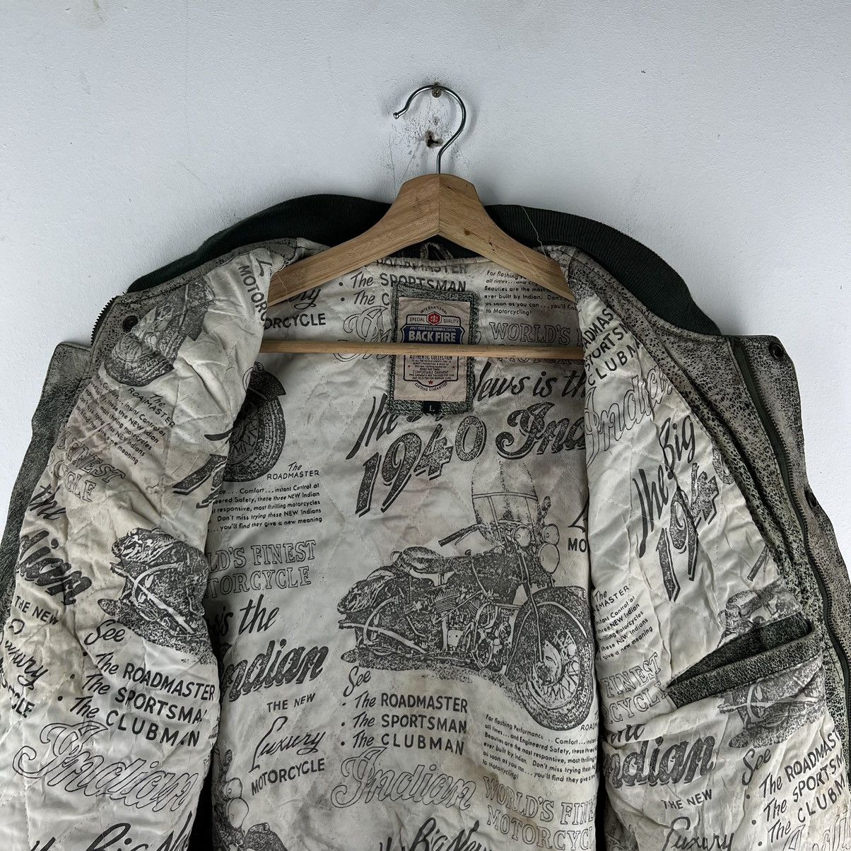 Japanese Brand 🔥VINTAGE BOMBER LEATHER JACKET BACK FIRE OVER PRINT PRINTED Size US L / EU 52-54 / 3 - 12 Thumbnail