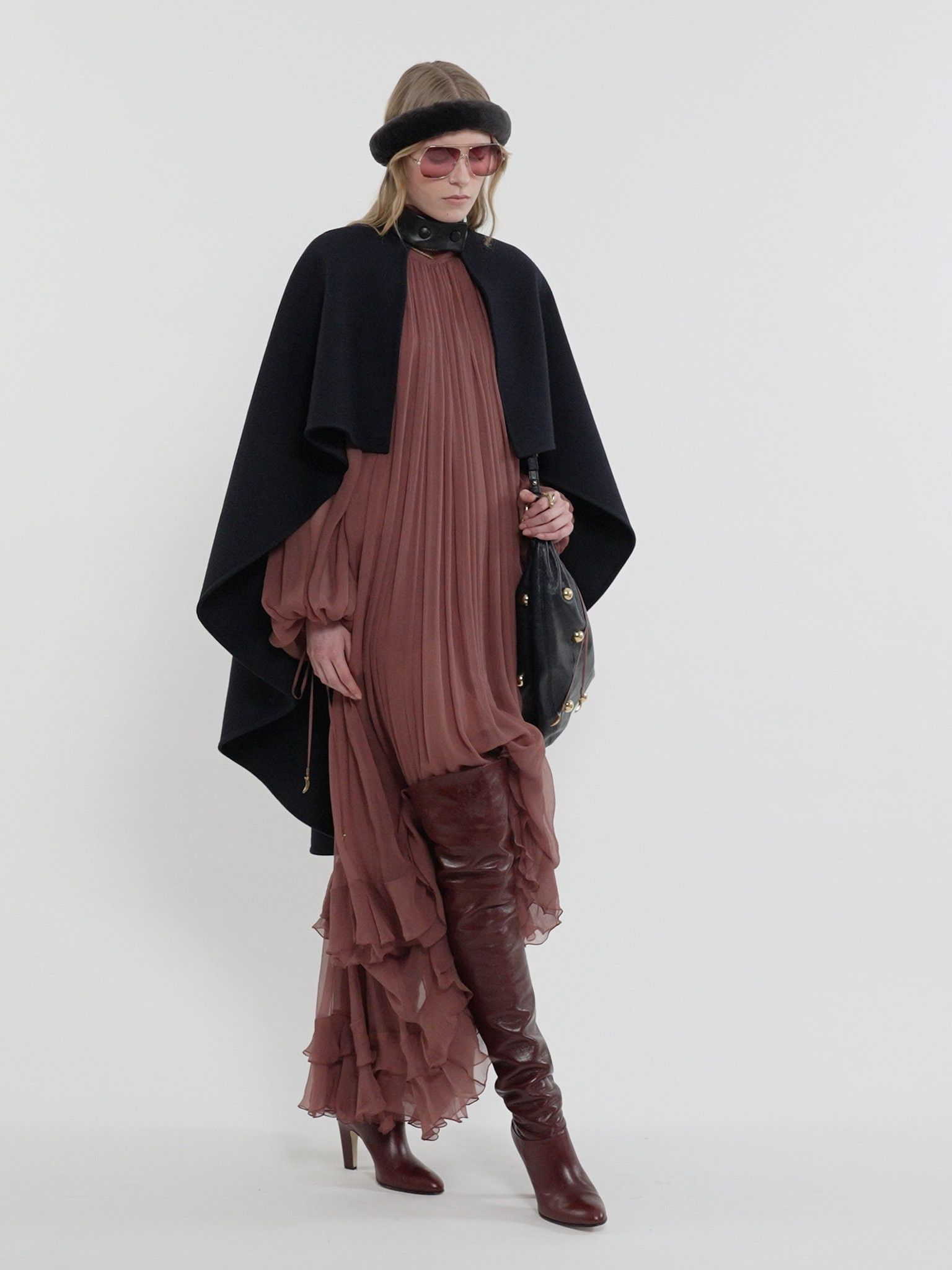 Chloe o1loc1c11025 High-Low Cape in Midnight Blue Size L / US 10 / IT 46 - 4 Thumbnail