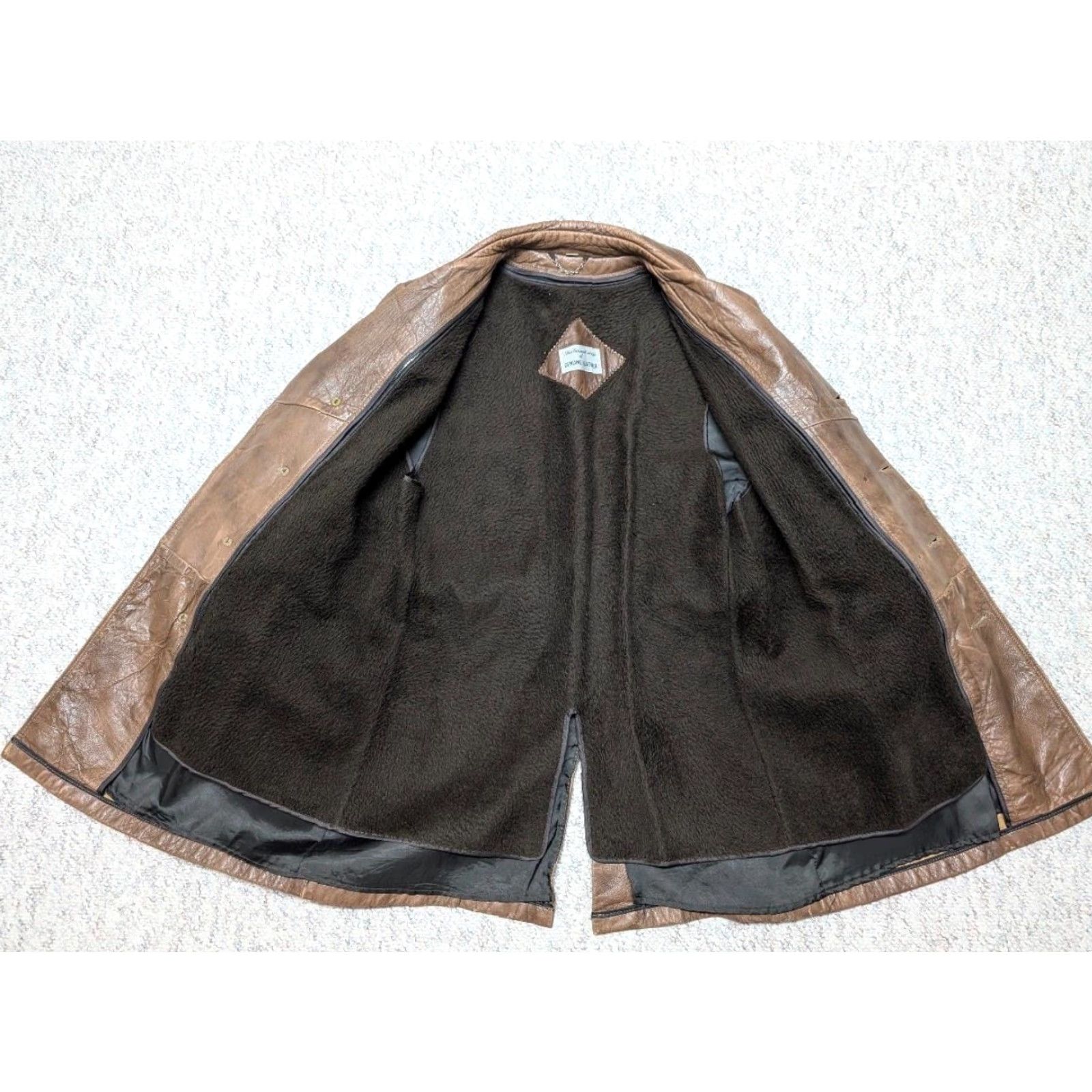 Doublet VINTAGE USA made DOUBLE BREASTED leather coat 38 brown PATINA cowhide 1970s - Mens Coat Size US S / EU 44-46 / 1 - 5 Thumbnail