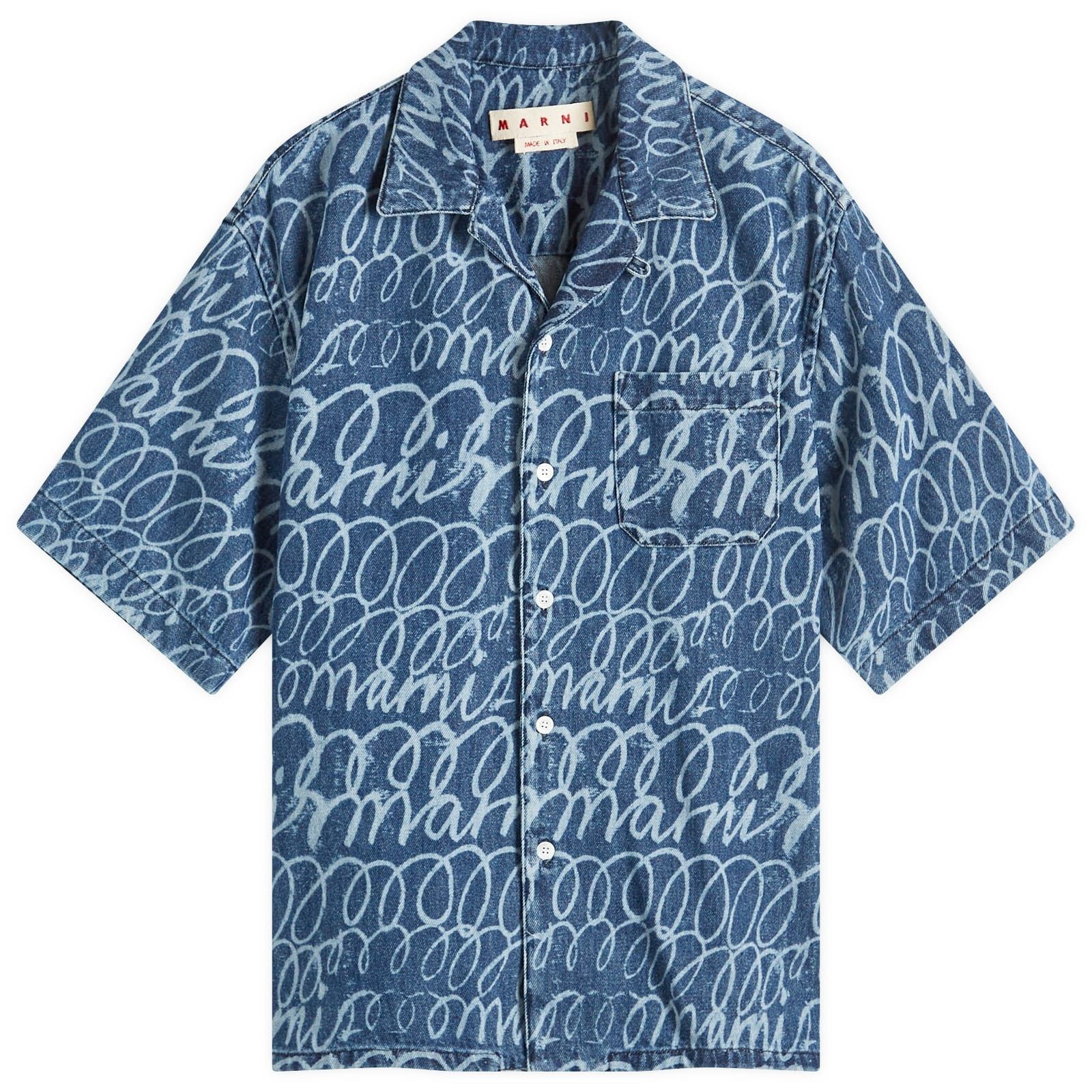 Marni o1w1db11025 Bleached Echoes Vacation Shirt in Blue Size US L / EU 52-54 / 3 - 1 Thumbnail