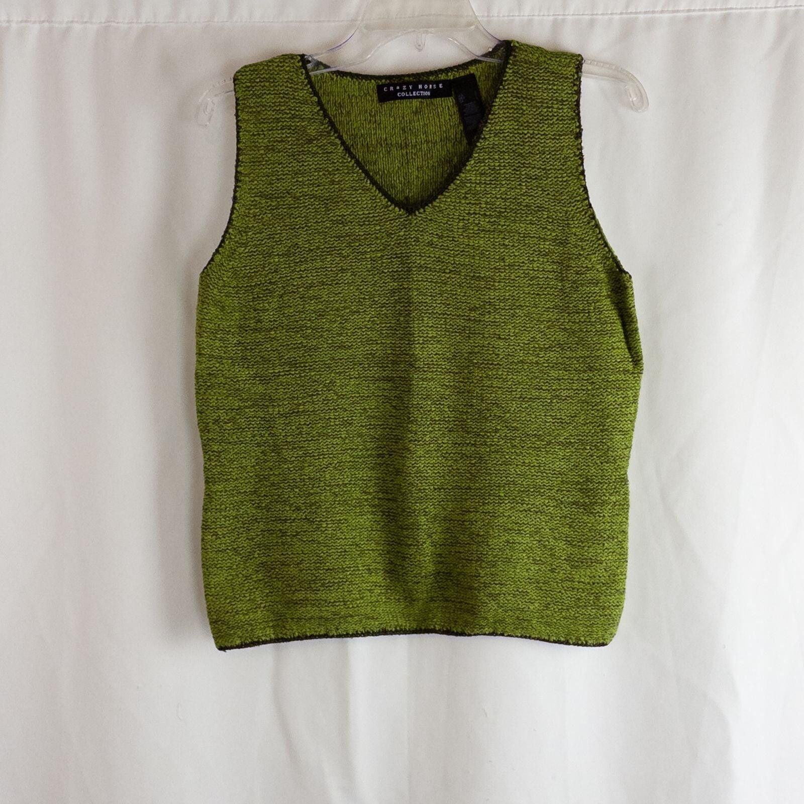 Other Crazy Horse Vintage Green Solid Sweater Vest Womens Large Size L / US 10 / IT 46 - 3 Thumbnail