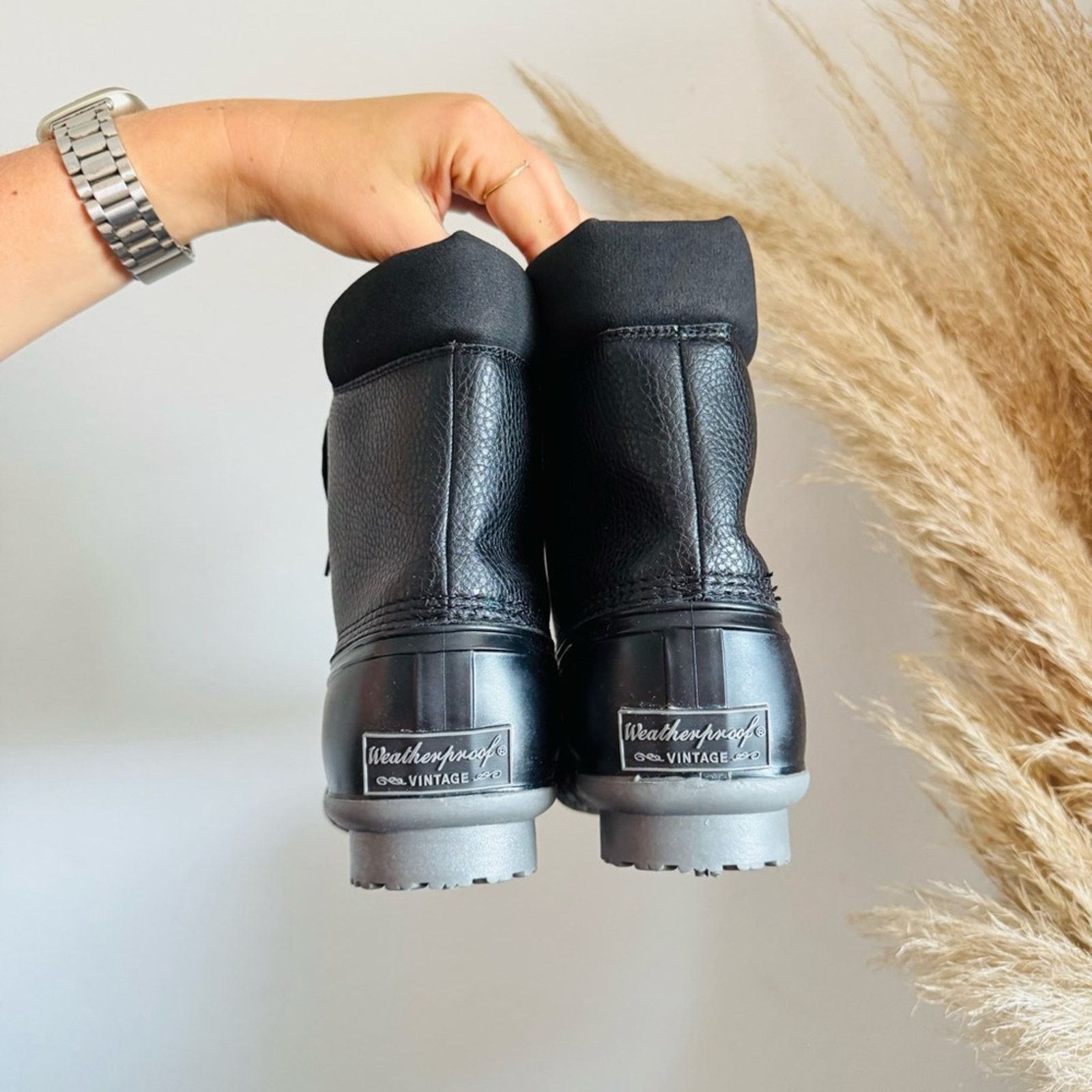 Weatherproof WEATHERPROOF Black Leather Rubber Snow Rain Ankle Boots Shoe Size US 9.5 / IT 39.5 - 10 Thumbnail