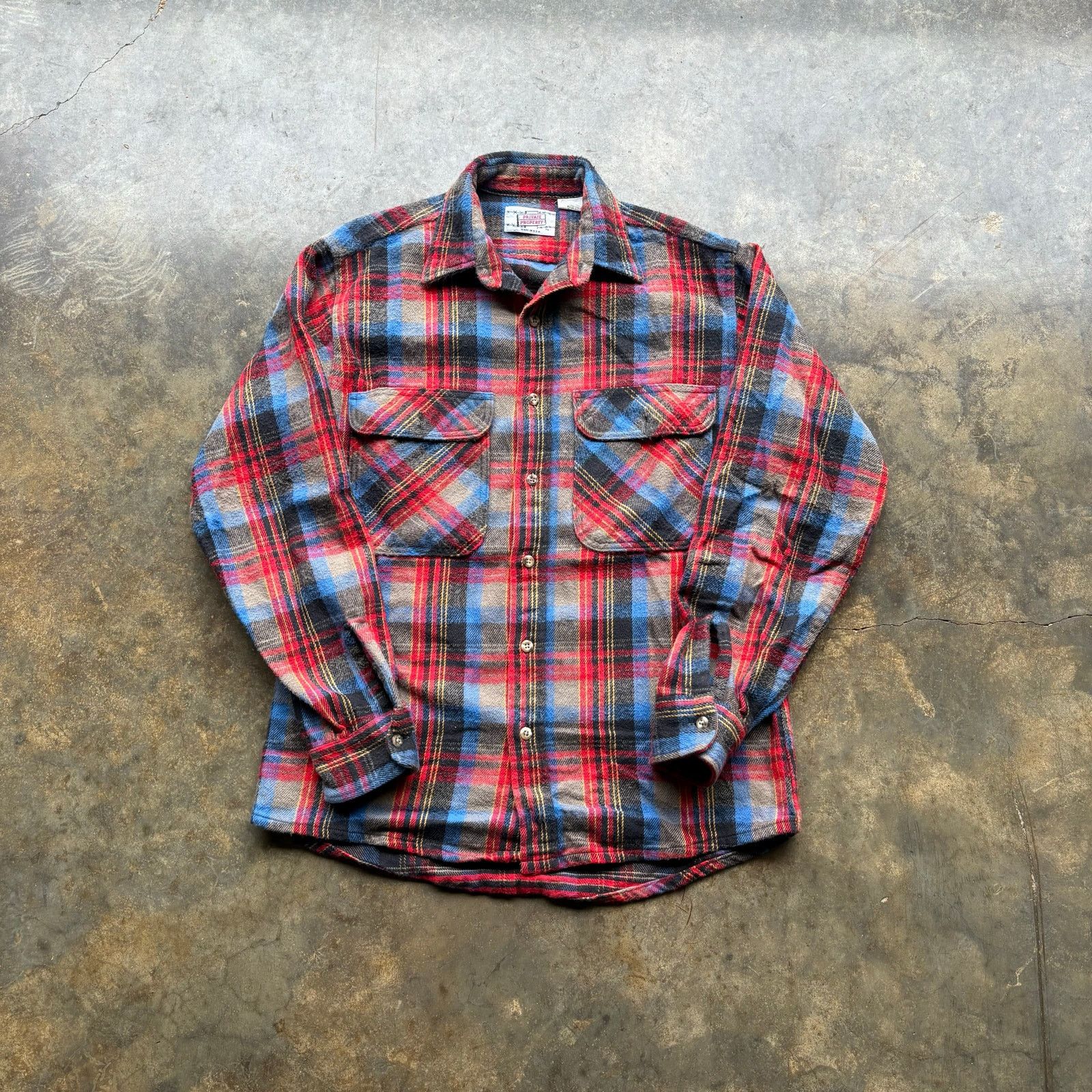 Vintage Vintage PRIVATE PROPERTY Cotton Flannel Shirt Size US L / EU 52-54 / 3 - 1 Thumbnail