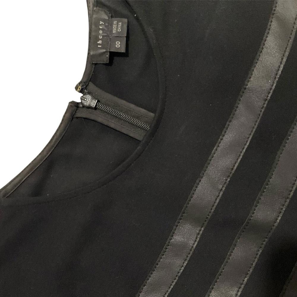 Theory THEORY Black Lined Stripe Leather Top Size 00 (xs) Size XXS / US 00 / IT 34 - 3 Thumbnail