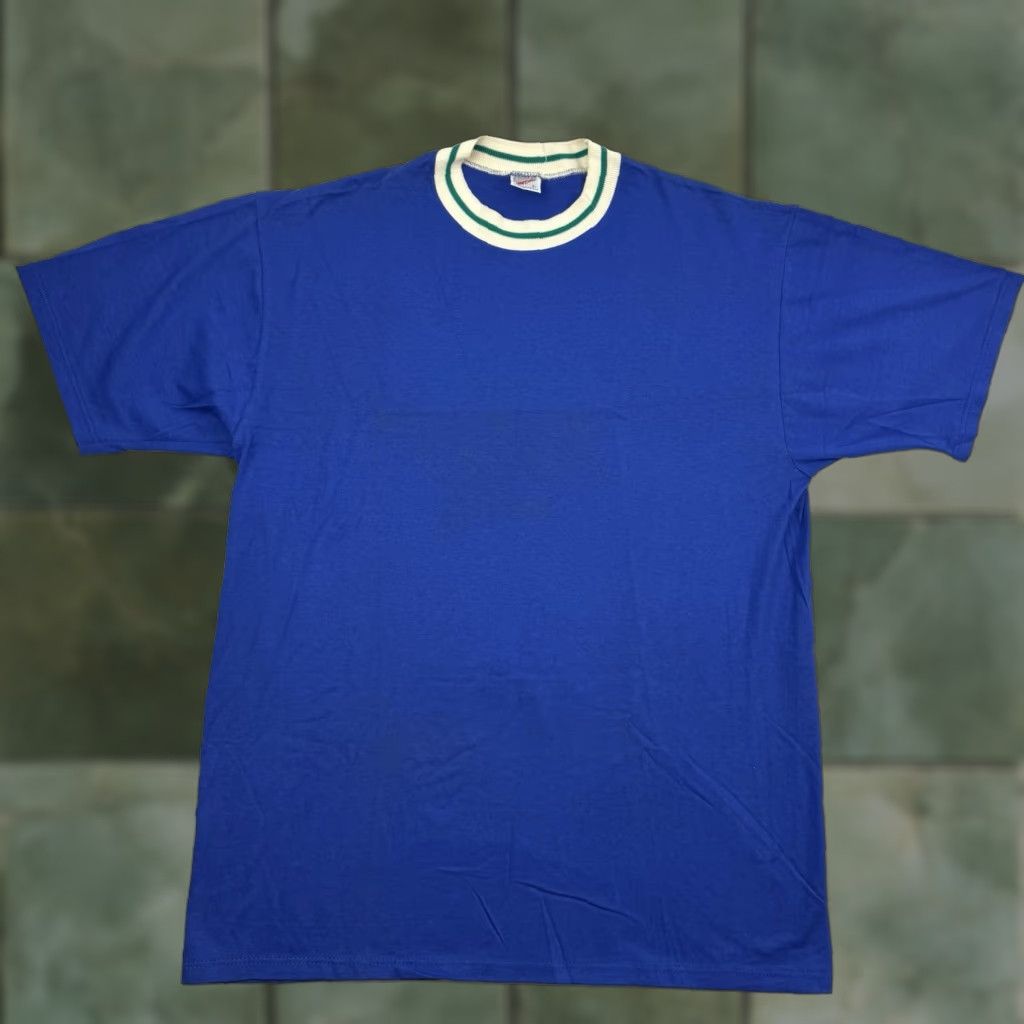 Jerzees VINTAGE Jerzees Blank T Shirt Adult Large NWOT Collar Made In USA Hipster 90s USA Classic Mens Shirt Blue Cotton Short Sleeve Size US L / EU 52-54 / 3 - 1 Thumbnail