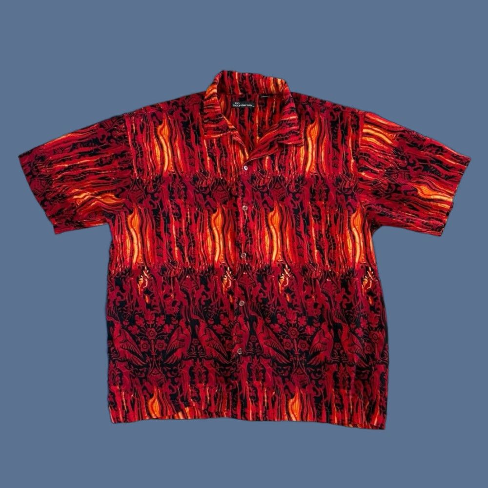 Vintage VINTAGE No Boundaries Button-Up Shirt XL Men Red Graphic Print Short Sleeve Collared Y2K Grunge Cyber Gothic Skate 90s Theme Size US XL / EU 56 / 4 - 1 Thumbnail