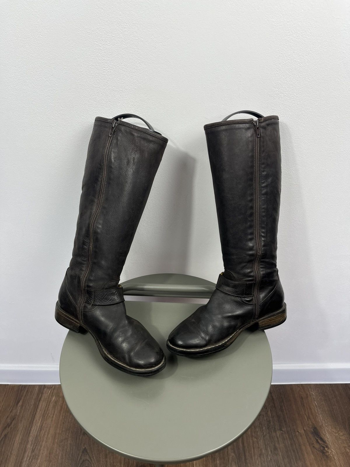 Other Women’s Brown Leather Knee High Boots Ring Strap Riding 37 Size US 6 / IT 36 - 12 Thumbnail