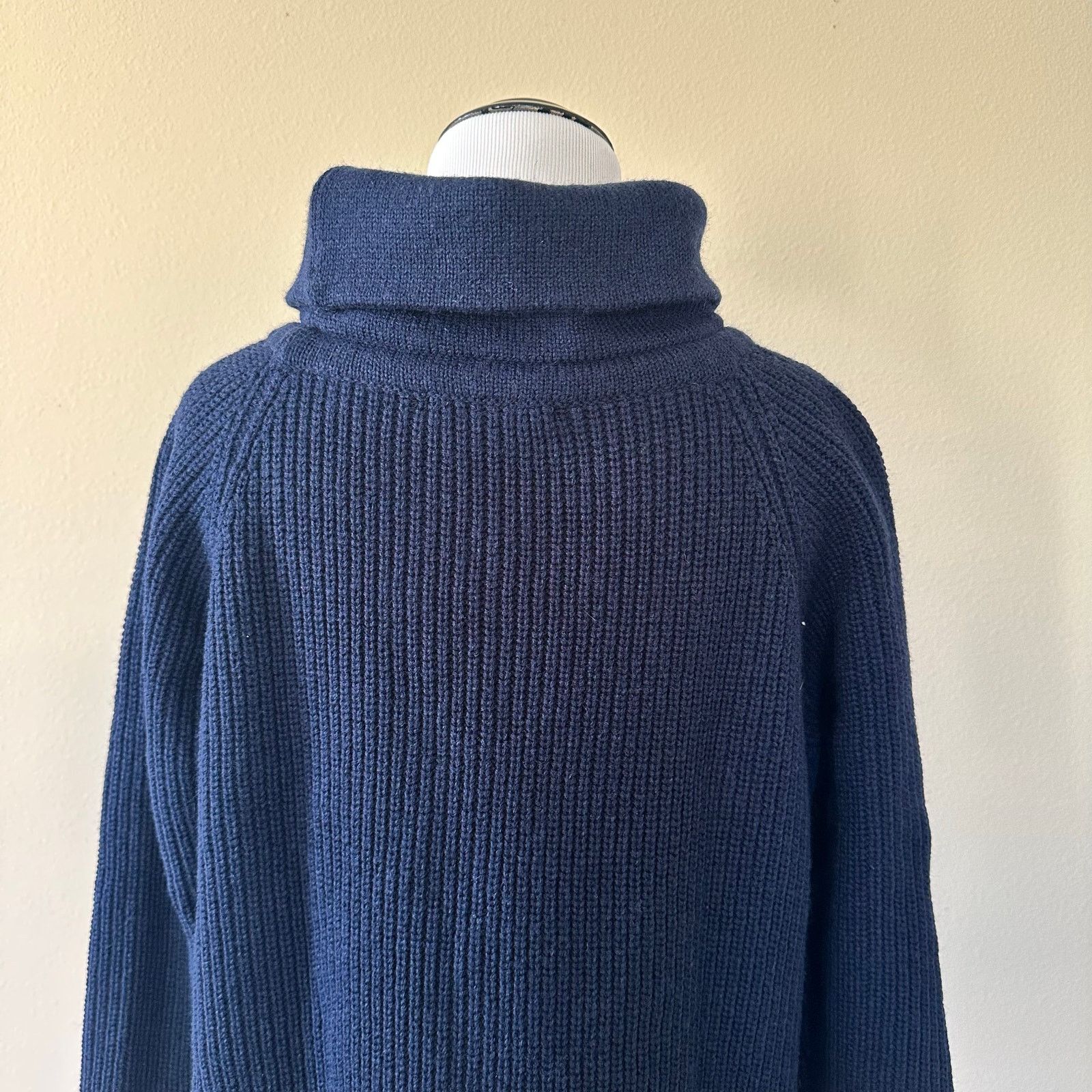 Other Kookai Navy Wool Chunky Knit Cowl Neck Sweater Size M Size M / US 6-8 / IT 42-44 - 6 Thumbnail