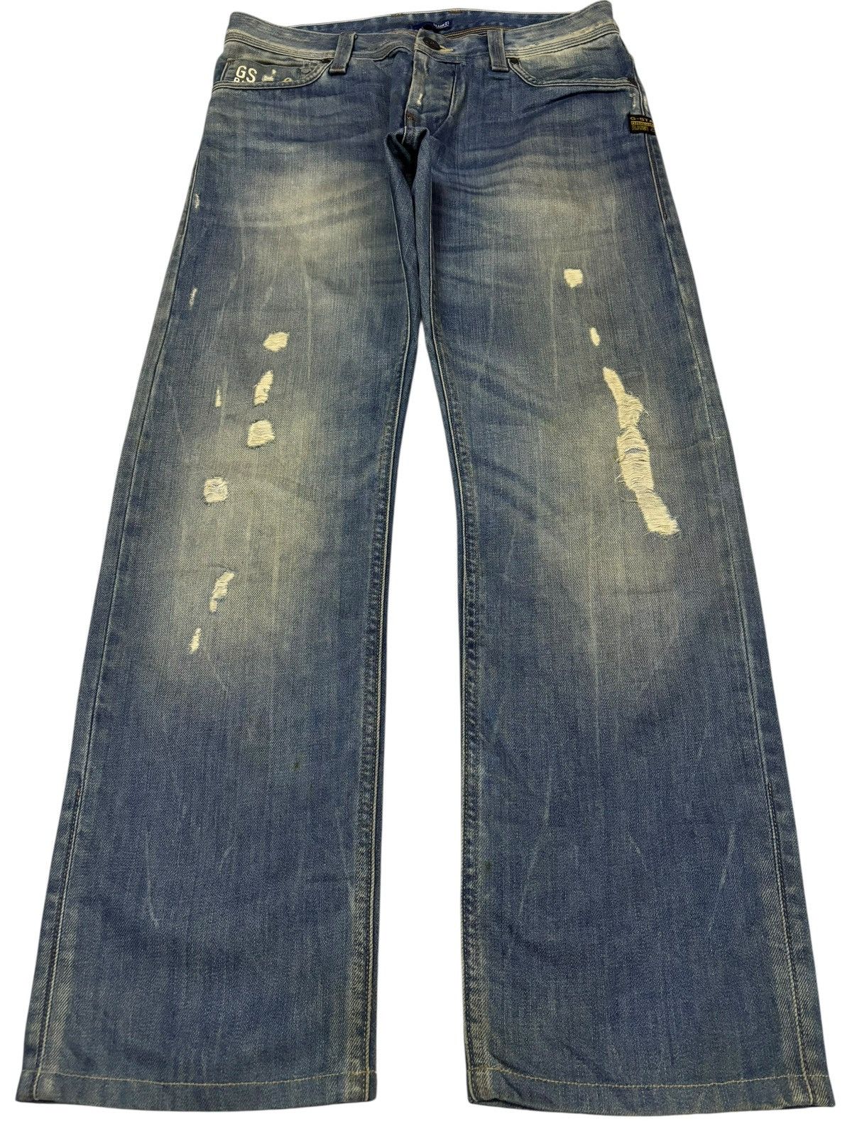 G-Star Vtg Y2k G Raw G-Star Distressed Mud Wash Jeans Size US 32 / EU 48 - 1 Thumbnail