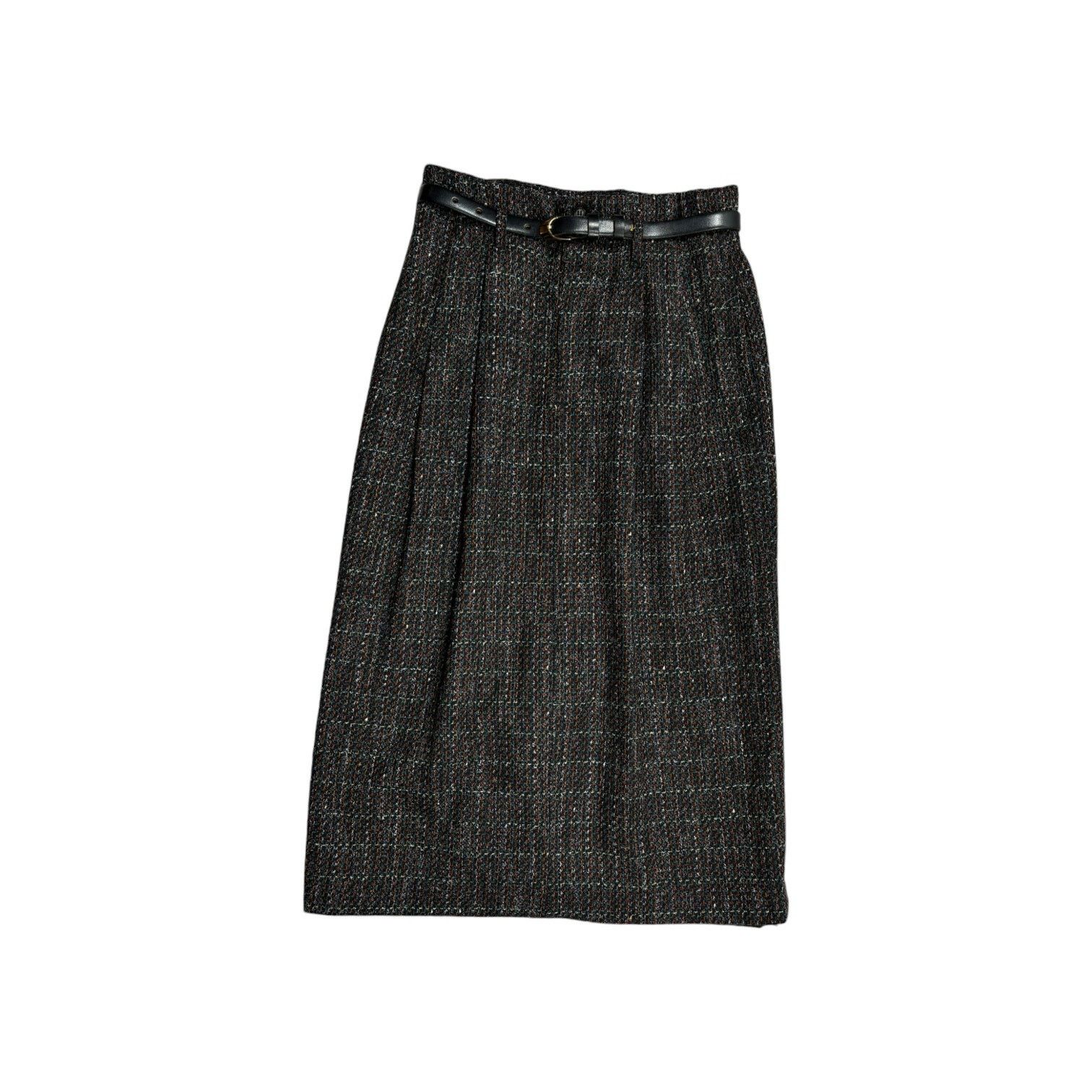 Other Vintage Tweed Belted Wool Pencil Skirt Women 12 David N. Size 34" / US 12 / IT 48 - 1 Thumbnail