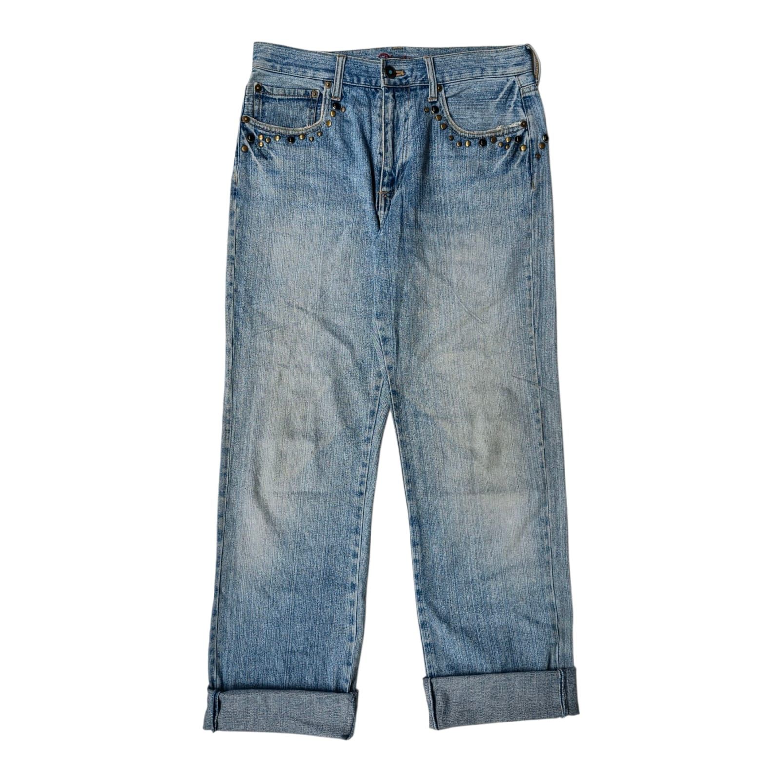 Japanese Brand Pluvious Rivet Studded Trousers Denim Pants Size US 30 / EU 46 - 2 Thumbnail