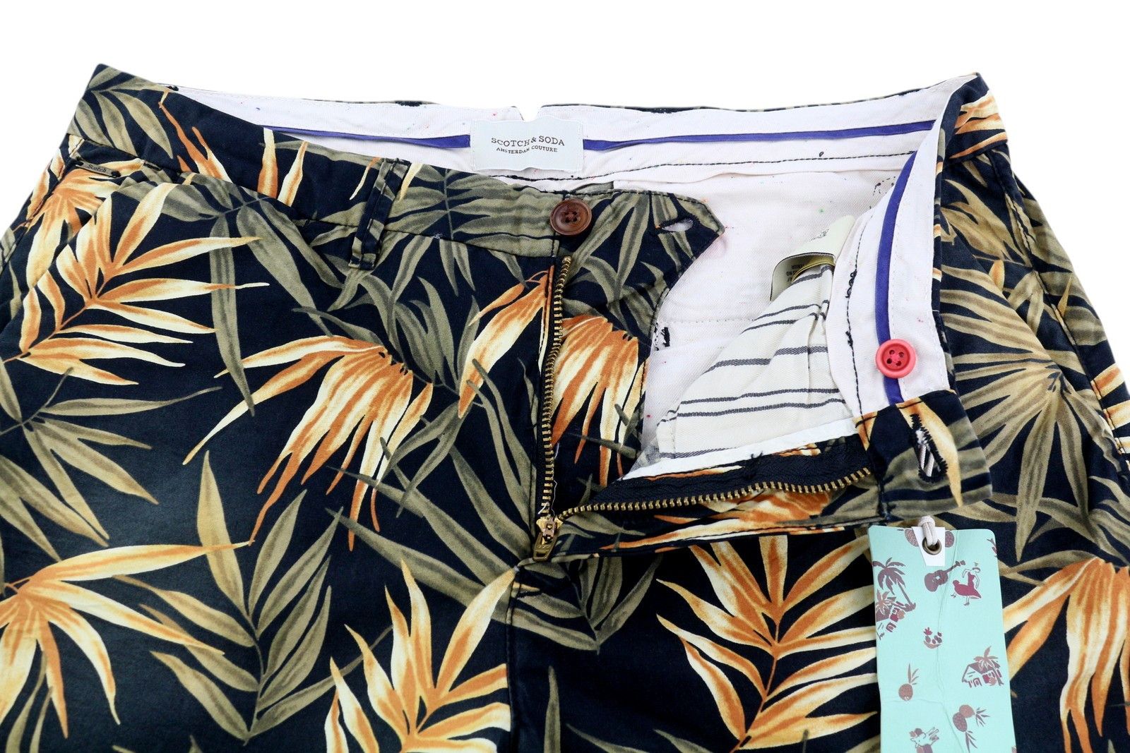 Scotch & Soda W31 Chino Dark Leafs Patterned Zip Fly Logo 84161 Size US 31 - 4 Thumbnail