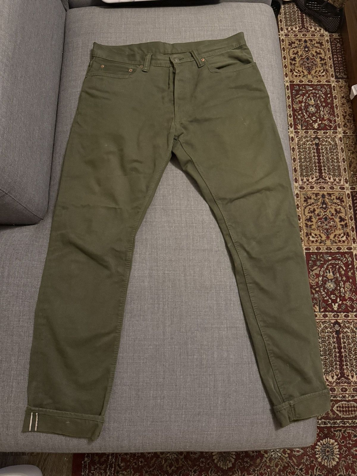 Pure Blue Japan Pure Blue Japan Selvedge Twill Chinos - Olive Size US 36 / EU 52 - 1 Thumbnail