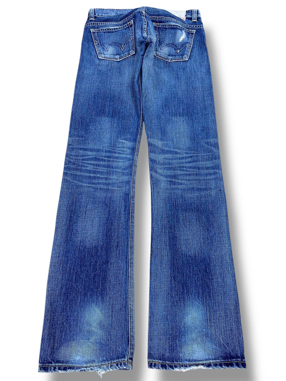 Edwin Edwin Blue Wash Whiskered Style Flare Jeans Size US 30 / EU 46 - 3 Thumbnail