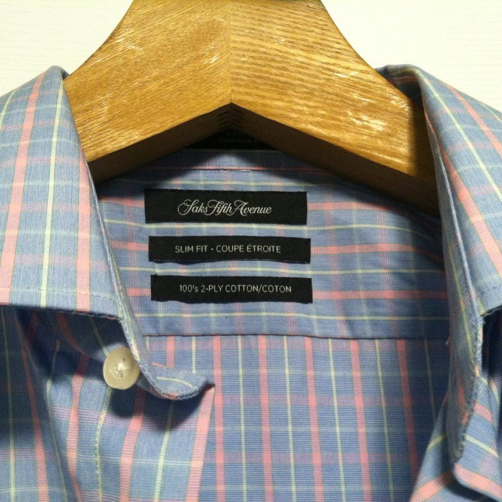 Saks Fifth Avenue SAKS FIFTH AVENUE MENS NEW 100%COTTON DRESS SHIRT 16.5/34-35 Size US L / EU 52-54 / 3 - 5 Thumbnail