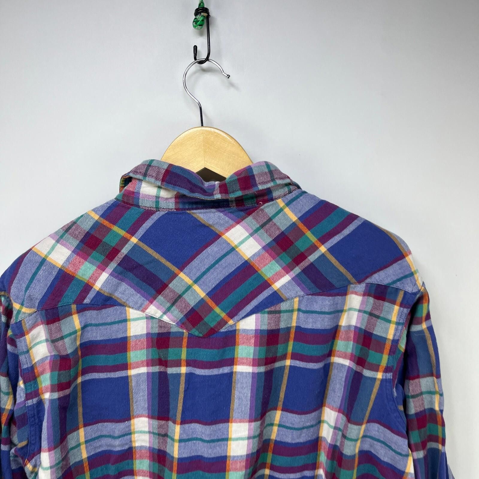 Wrangler Vintage 90s Wrangler Plaid Snap Button Up Shirt XL Pearl Size US XL / EU 56 / 4 - 12 Thumbnail