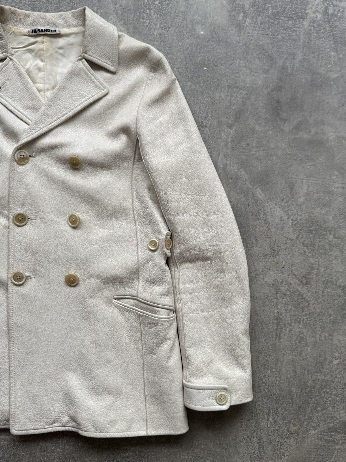 Jil Sander Vintage Jil Sander Leather Blazer Jacket White Size XS / US 0-2 / IT 36-38 - 5 Thumbnail