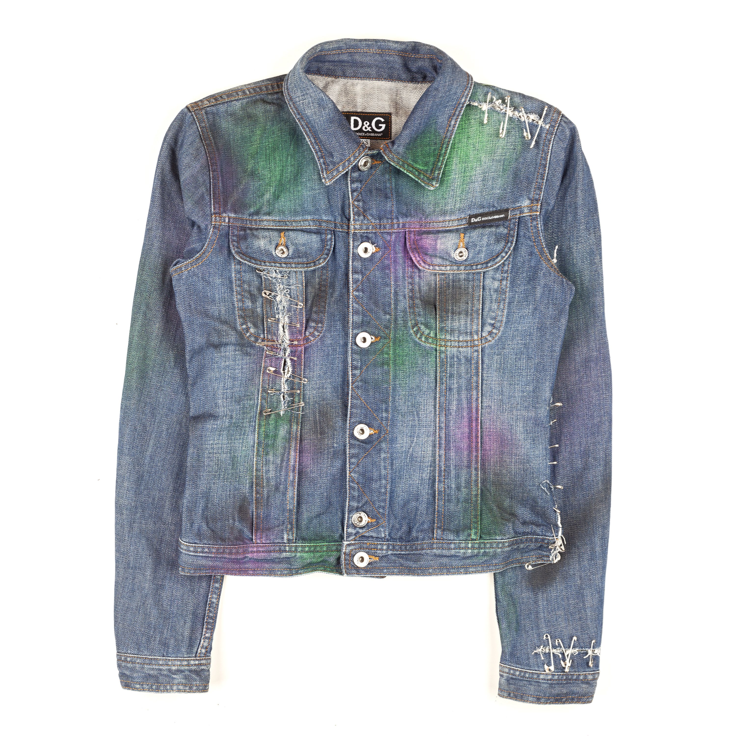 Dolce & Gabbana Dolce & Gabbana Spray Paint Denim Jacket (XS) Size XS / US 0-2 / IT 36-38 - 1 Thumbnail