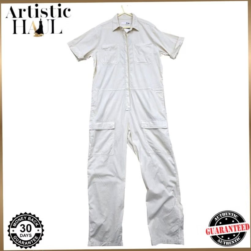 Vintage Reiko Women's White Cotton Coveralls Jumpsuit L Size 36" / US 14 / IT 50 - 2 Thumbnail